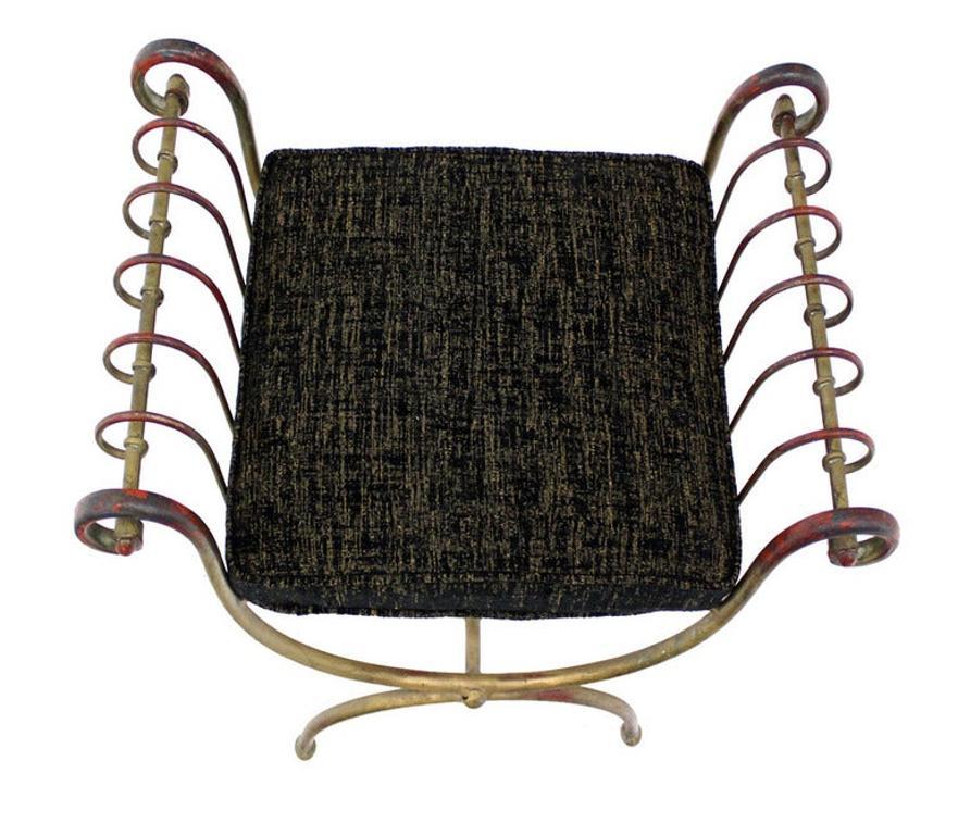 Mid Century Modern U Shape Gilt Wrought Iron Window Bench NEW Upholstery MINT! (Polster) im Angebot
