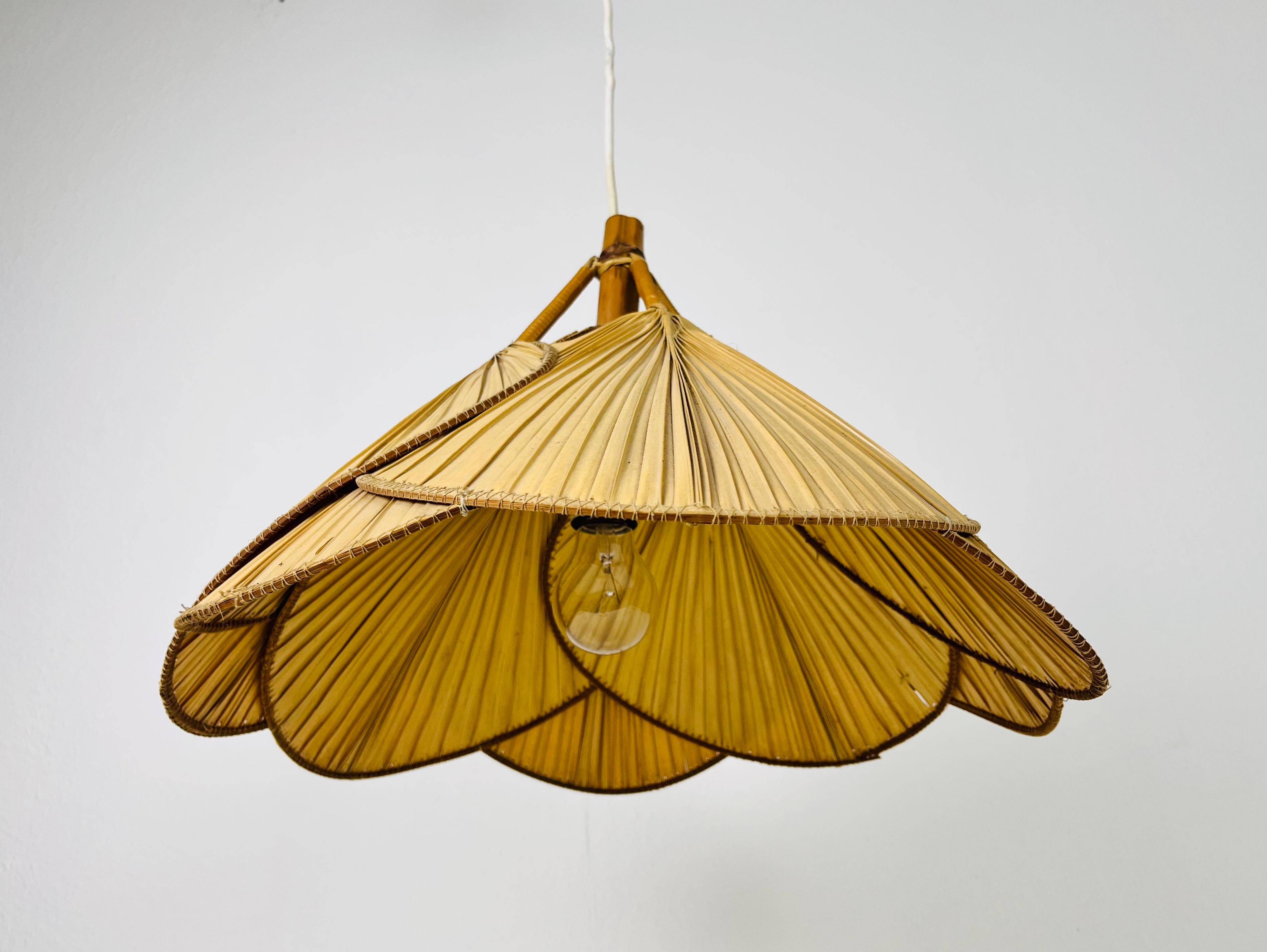 German Mid-Century Modern Uchiwa Pendant Lamp in the Style of Ingo Maurer, 1970s