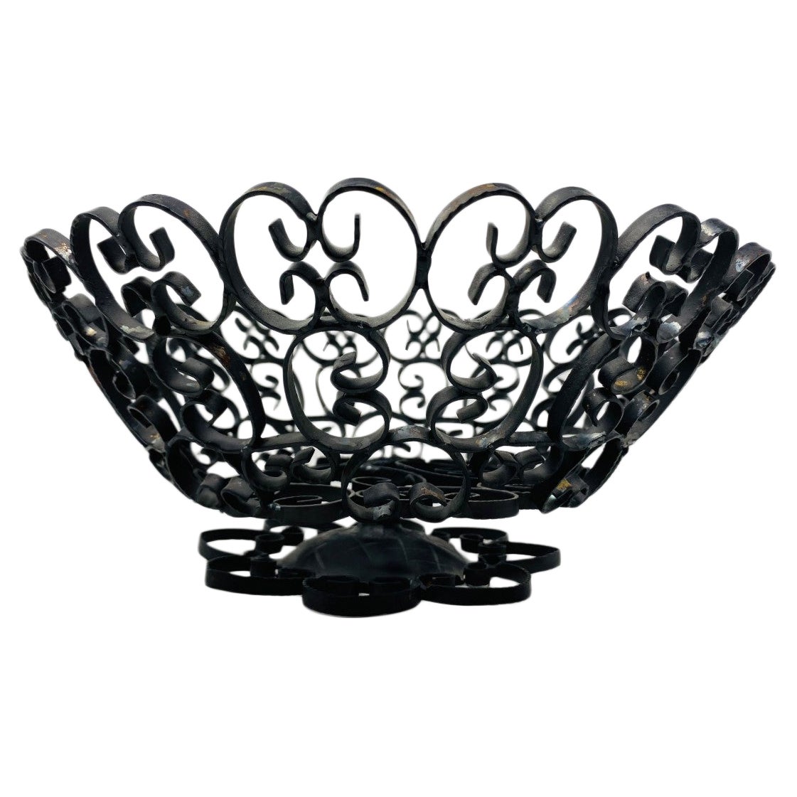 Mid-Century Modern Brutalistische schwarze Eisenschale im Umanoff Grenada-Stil im Angebot