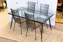 Mid-Century Modern Umanoff Grenada Wrought Iron Dinette Patio Table & 4 Chairs