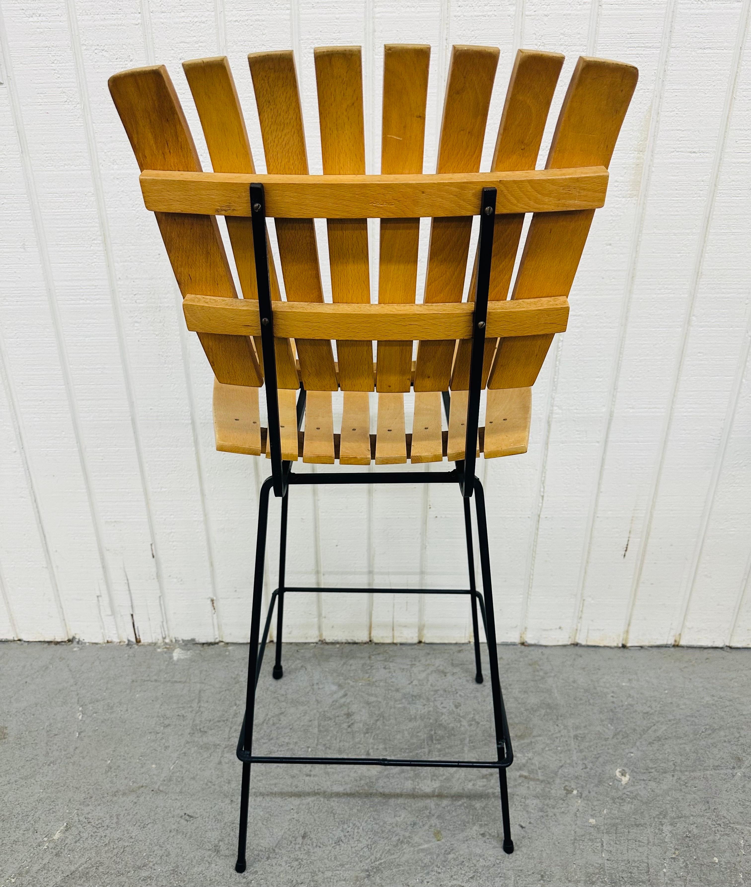 Metal Mid-Century Modern Umanoff Style Slatted Bar Stools - Set of 4