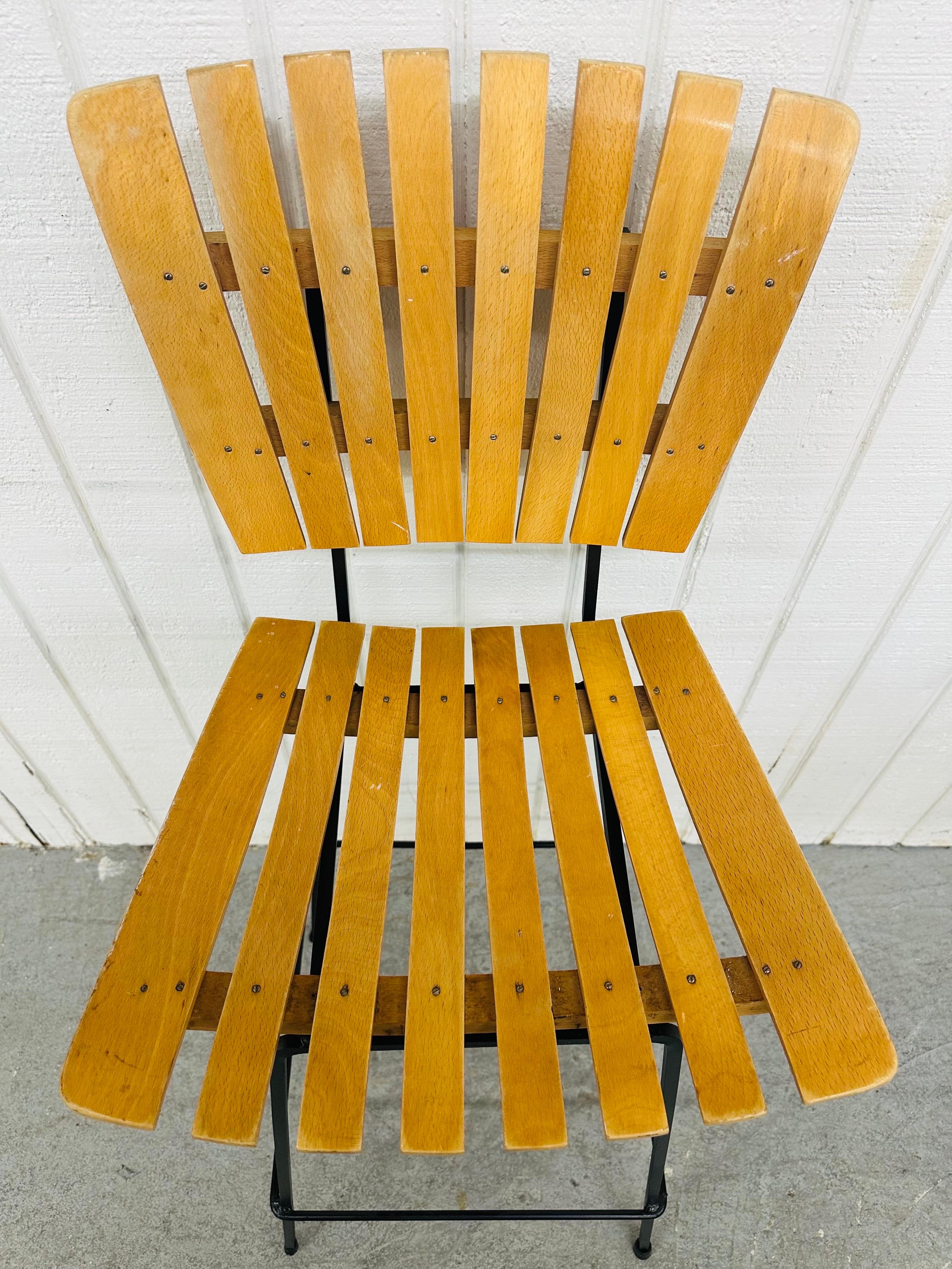 Mid-Century Modern Umanoff Style Slatted Bar Stools - Set of 4 1