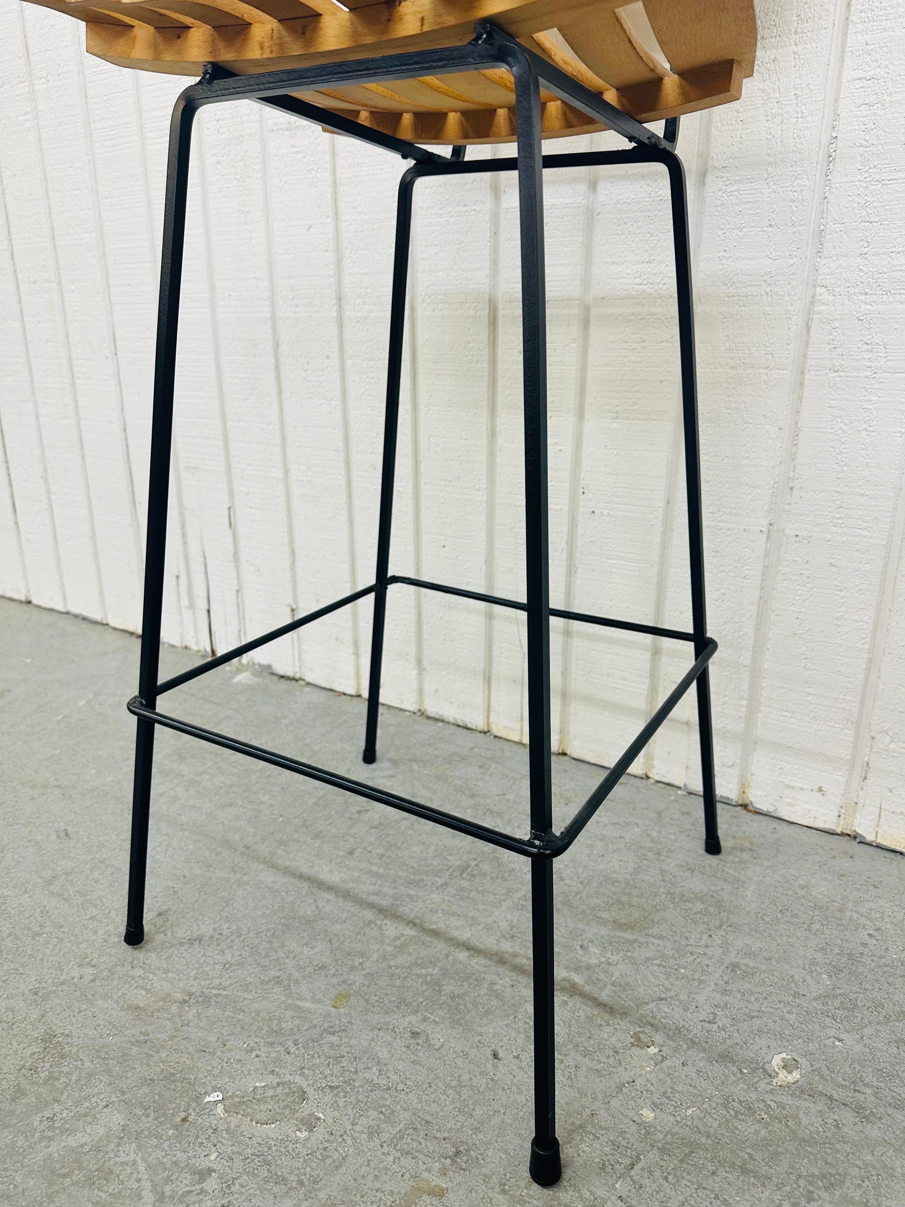 Mid-Century Modern Umanoff Style Slatted Bar Stools - Set of 4 2