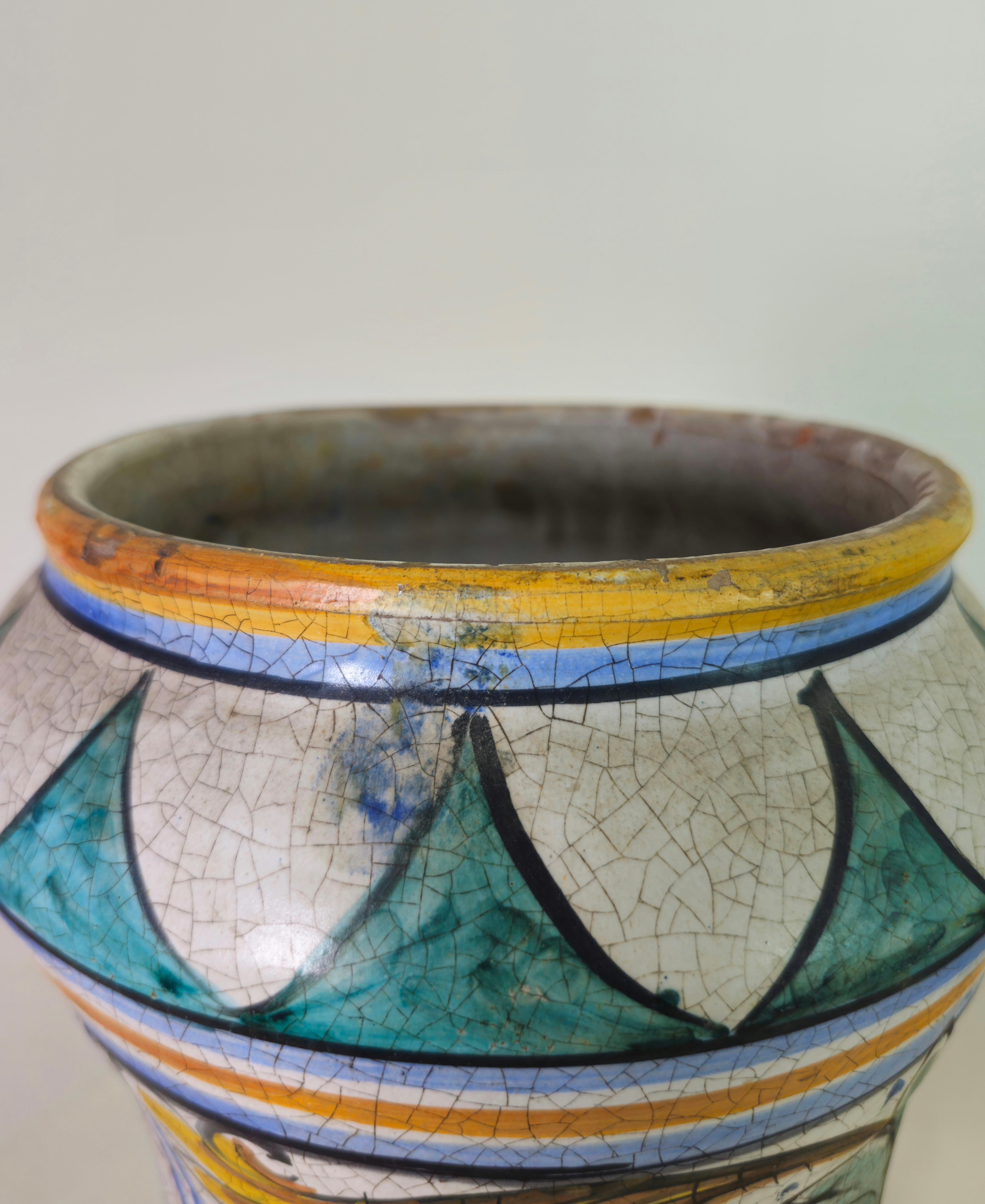 Mid-Century Modern Umbrella stand Ceramic Vase Masters Caltagirone Italy 1950s For Sale 1