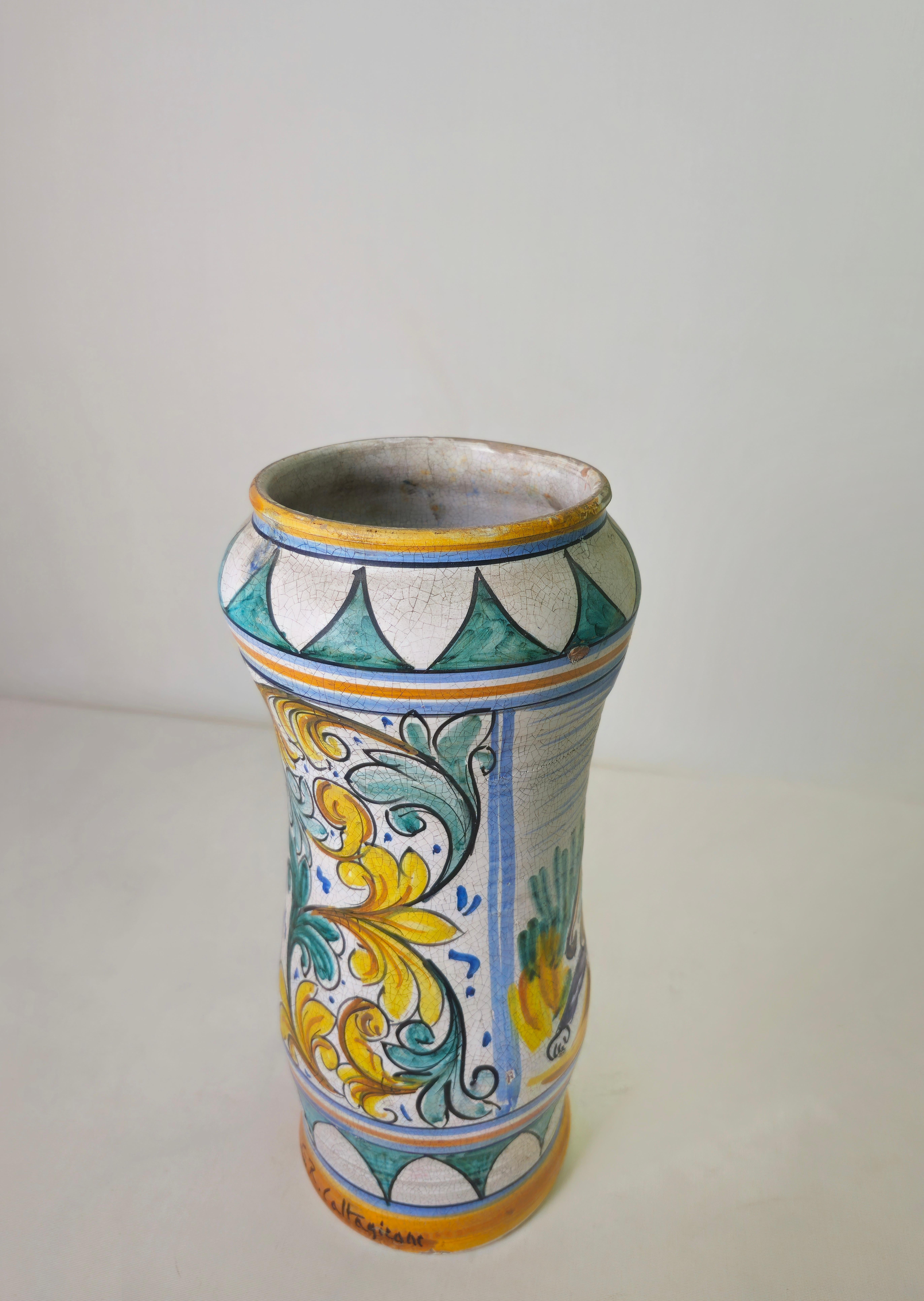 Mid-Century Modern Umbrella stand Ceramic Vase Masters Caltagirone Italy 1950s For Sale 4