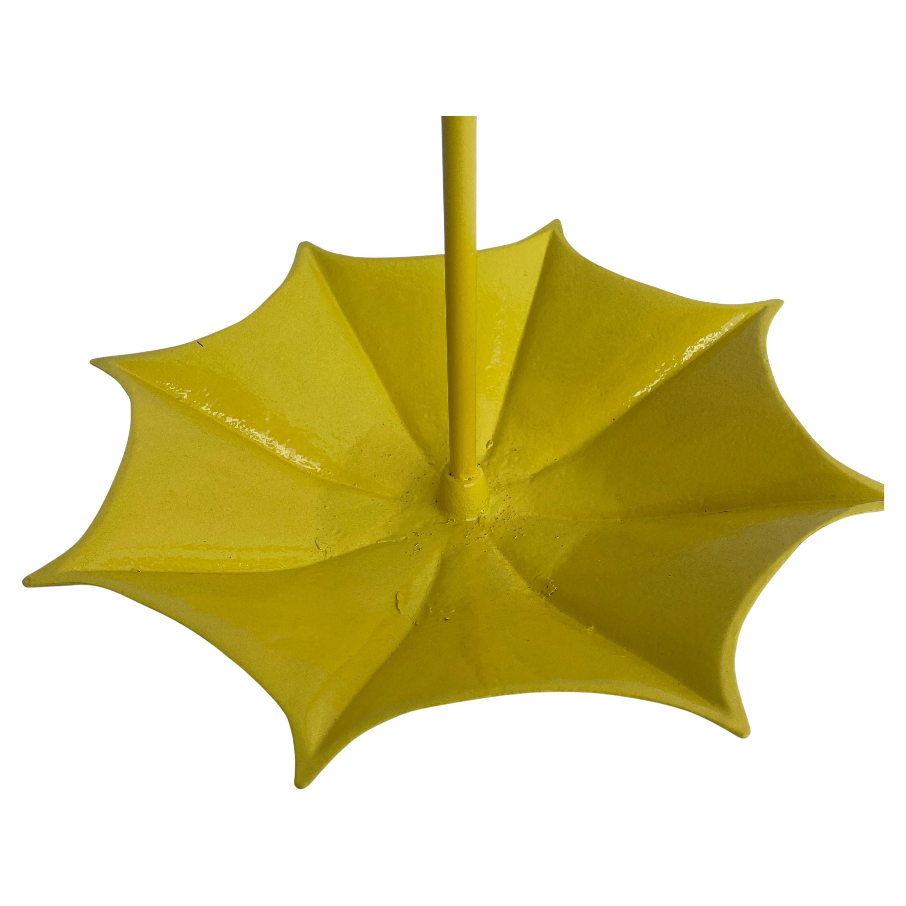 American Mid-Century Modern Umbrella Stand Holder, Yellow Powder-Coated  For Sale