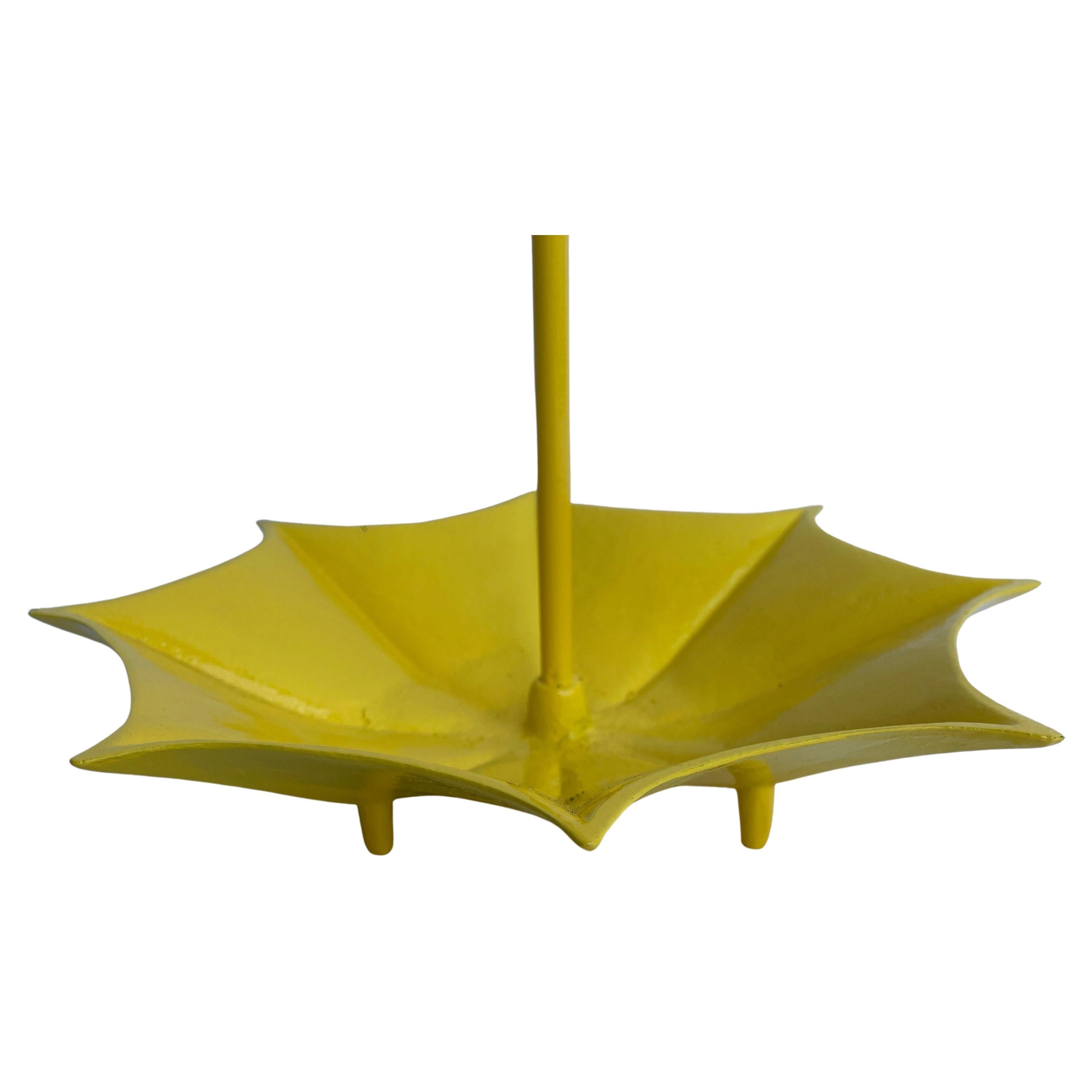 Hand-Crafted Mid-Century Modern Umbrella Stand Holder, Yellow Powder-Coated  For Sale