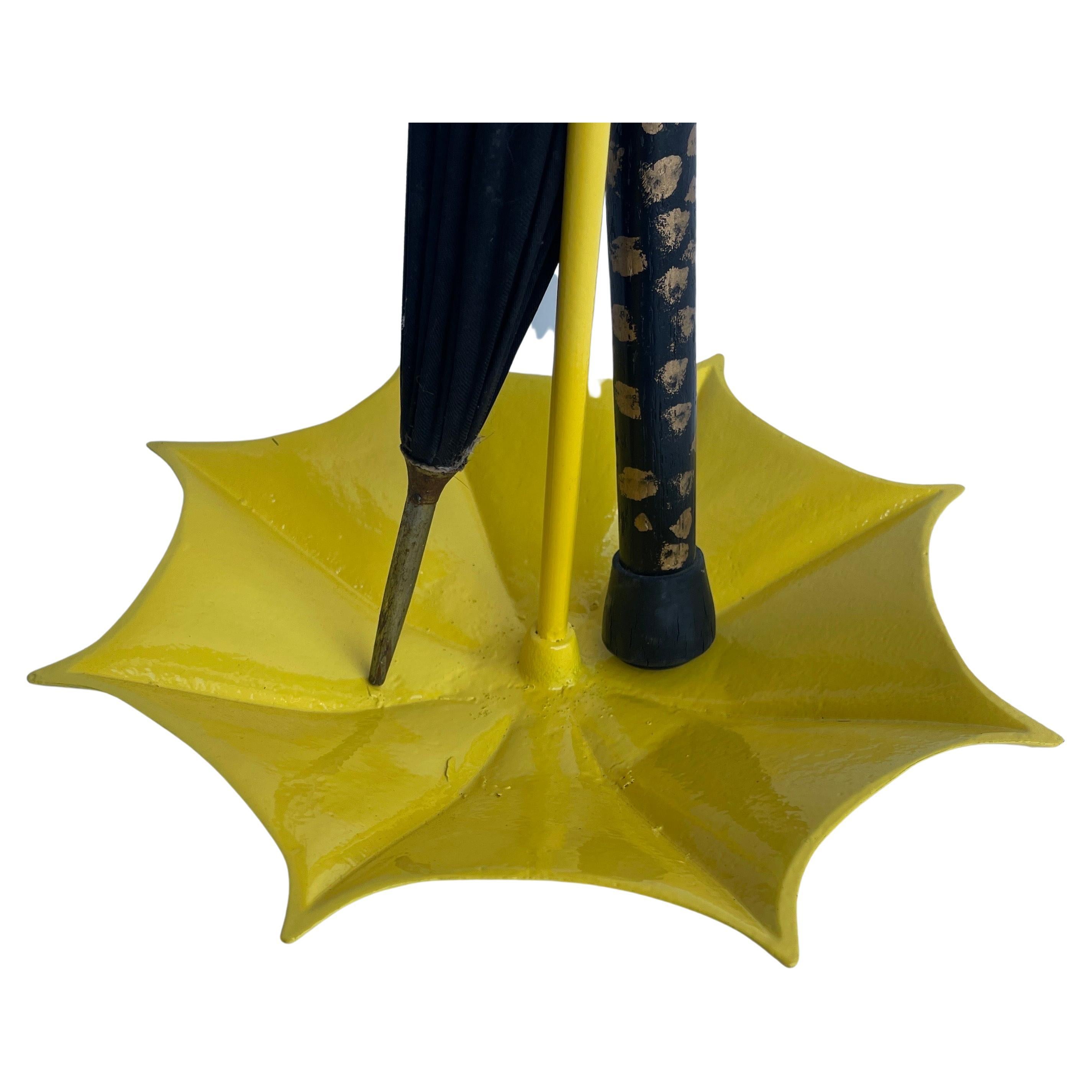 Mid-Century Modern Umbrella Stand Holder, Yellow Powder-Coated  In Good Condition For Sale In Haddonfield, NJ