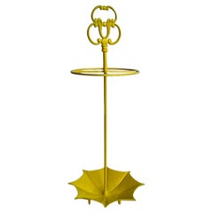 Used Mid-Century Modern Umbrella Stand Holder, Yellow Powder-Coated 
