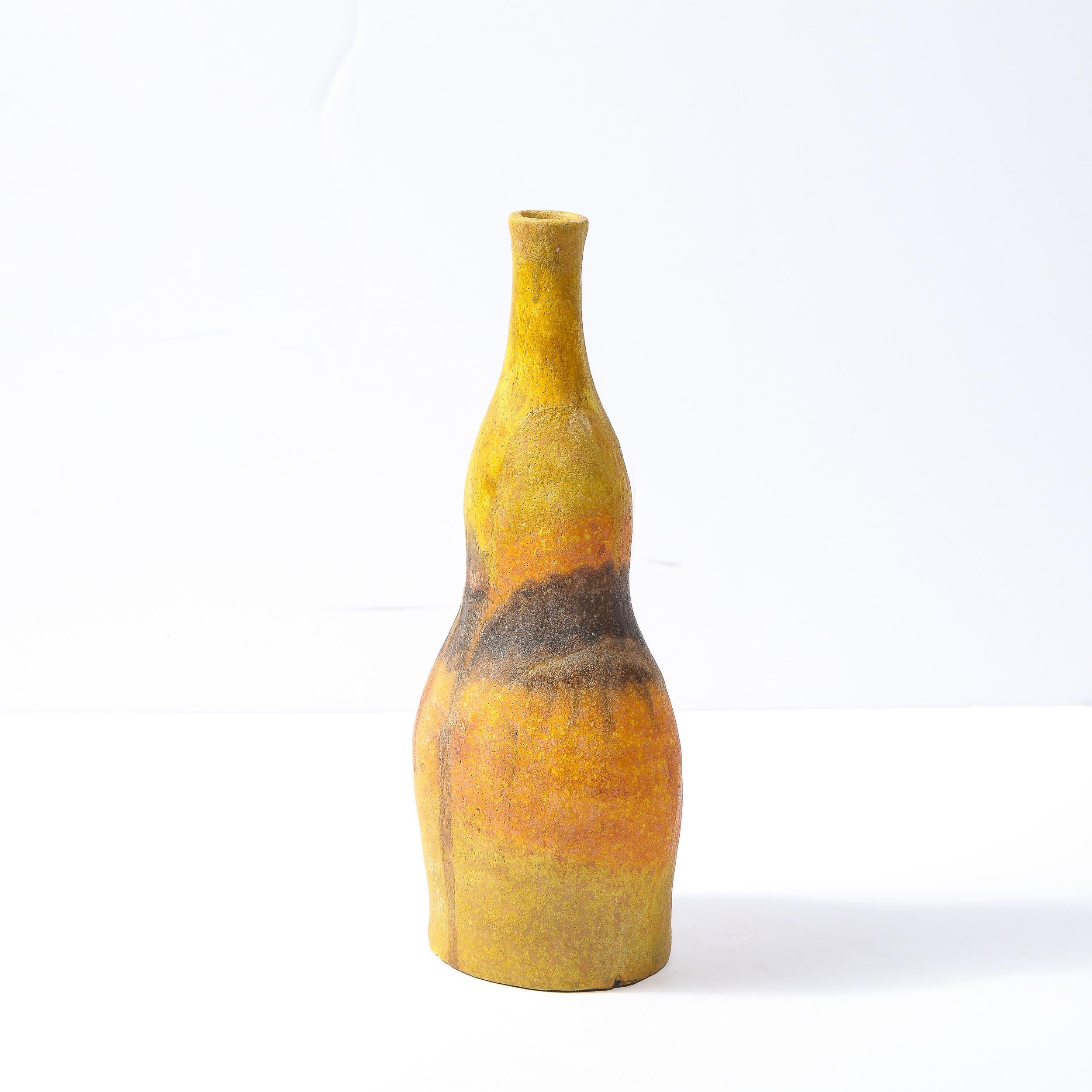 Mid-Century Modern Undulating Ceramic Vase in Sherbet Tones by Marcello Fantoni In Excellent Condition In New York, NY