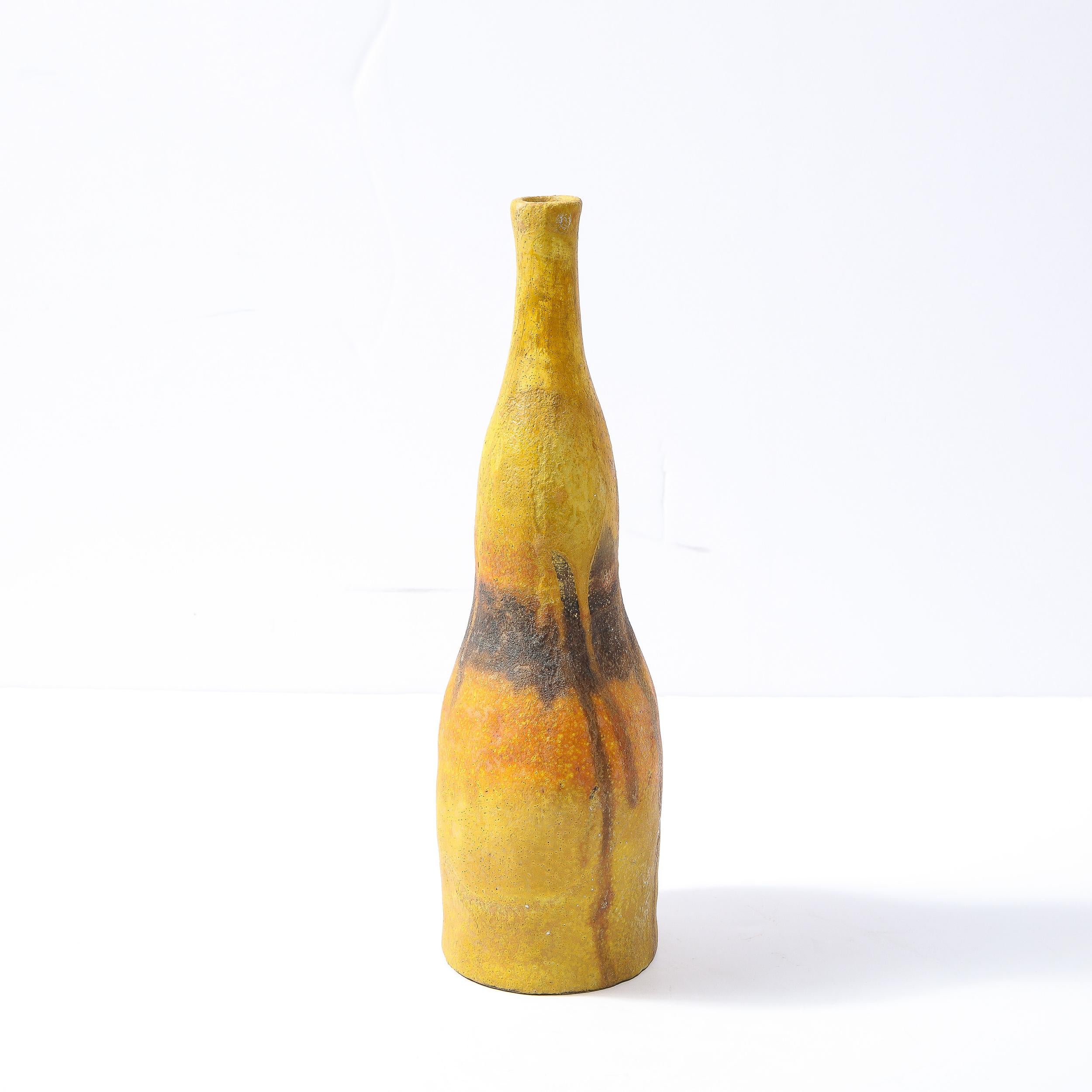 Mid-Century Modern Undulating Ceramic Vase in Sherbet Tones by Marcello Fantoni 3