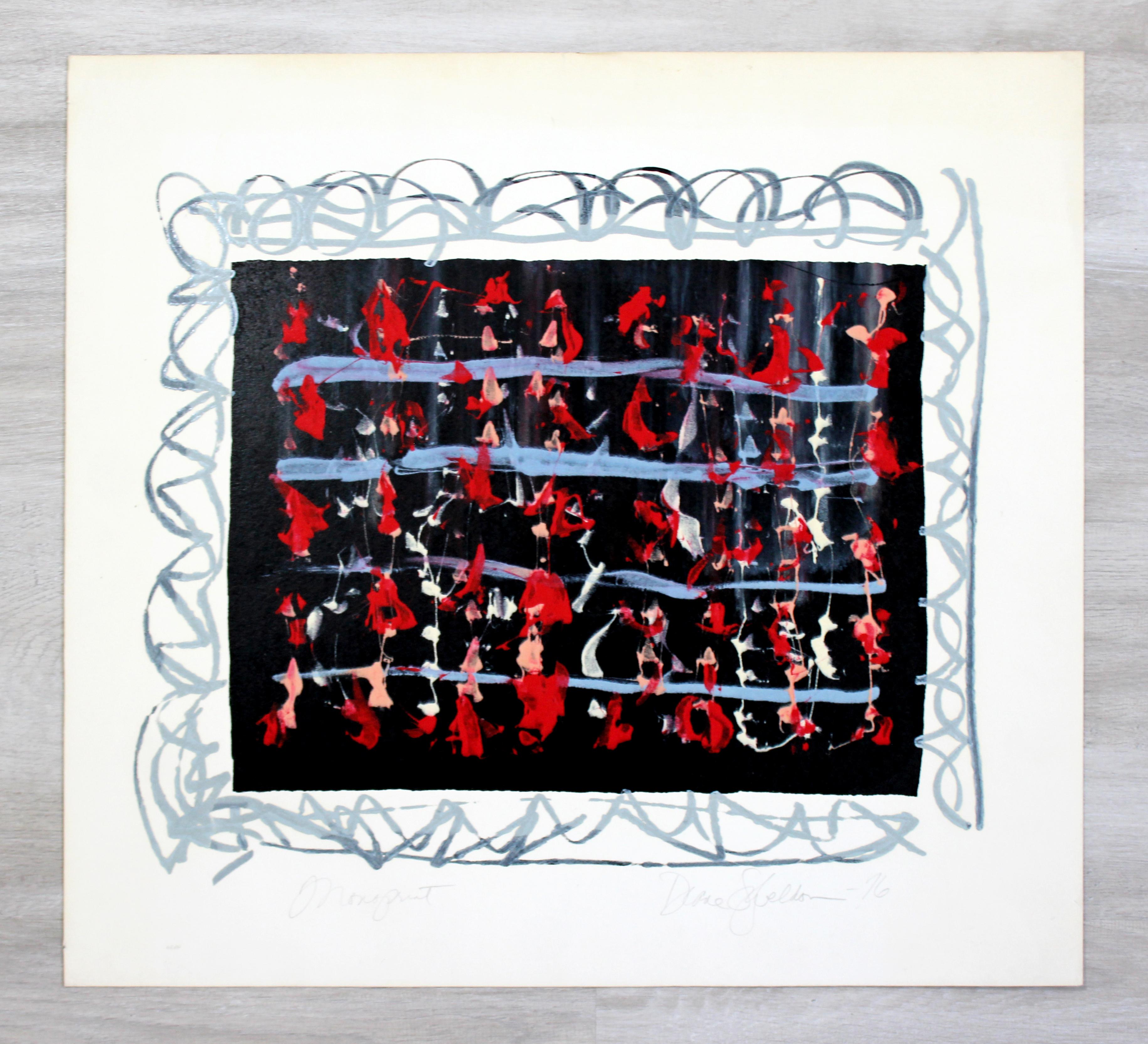 Late 20th Century Mid-Century Modern Unframed Abstract Monoprint Signed Dianne Sheldon, 1976