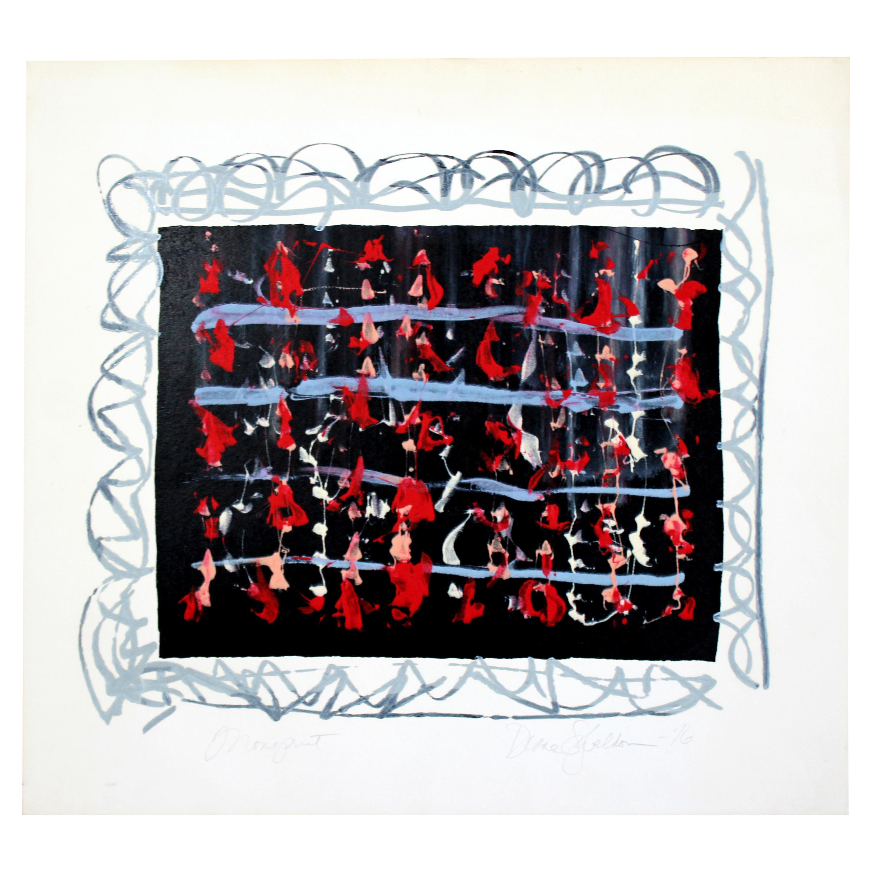 Mid-Century Modern Unframed Abstract Monoprint Signed Dianne Sheldon, 1976