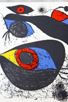 Mid-Century Modern Unframed Joan Miro A L'Encre I 1972 Lithograph with COA
