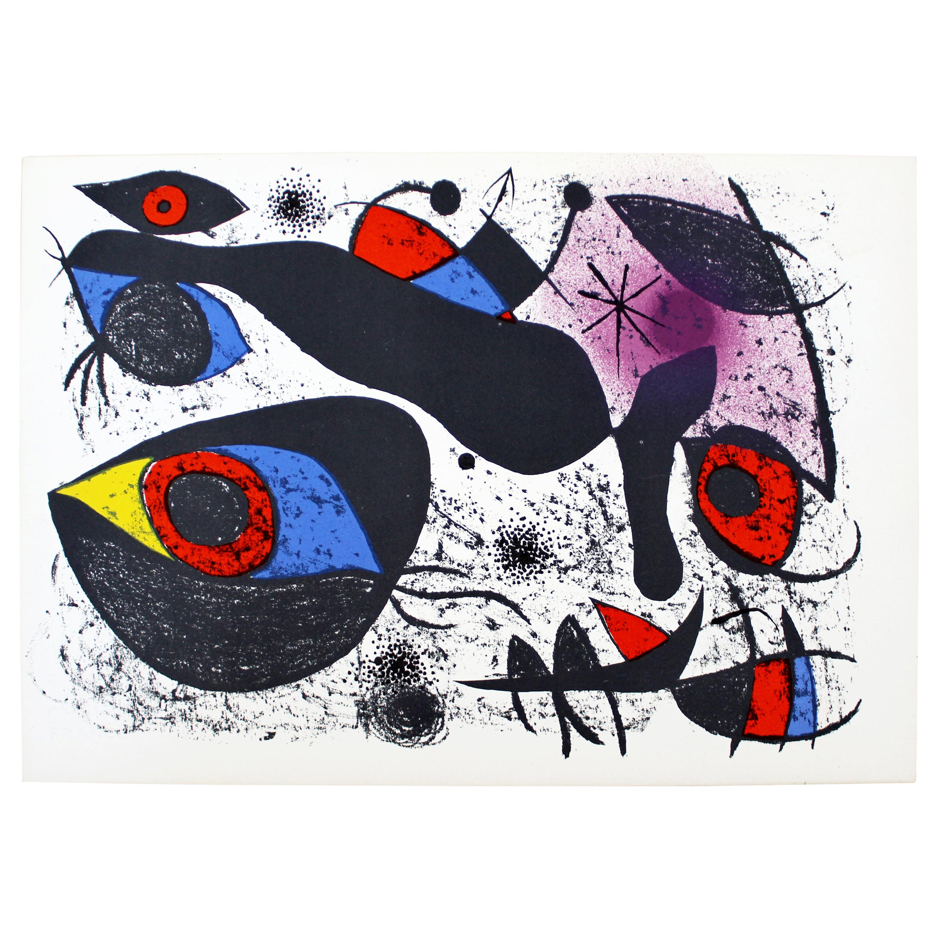 Mid-Century Modern Unframed Joan Miro A L'Encre I 1972 Lithograph with COA