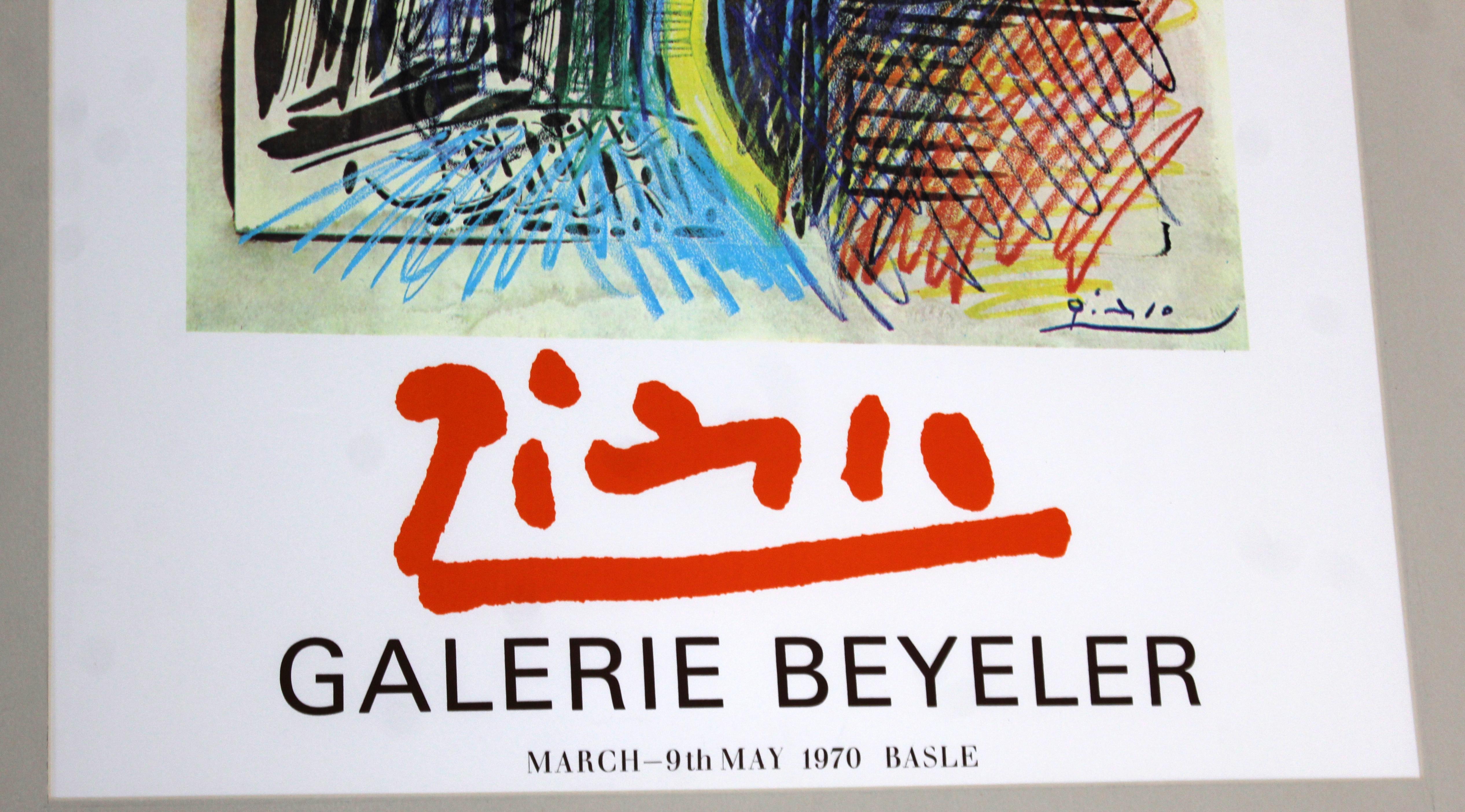 For your consideration is an unframed, vintage, Pablo Picasso Galerie Beyeler 1970 Poster, Paris. In excellent condition. The dimensions are 19