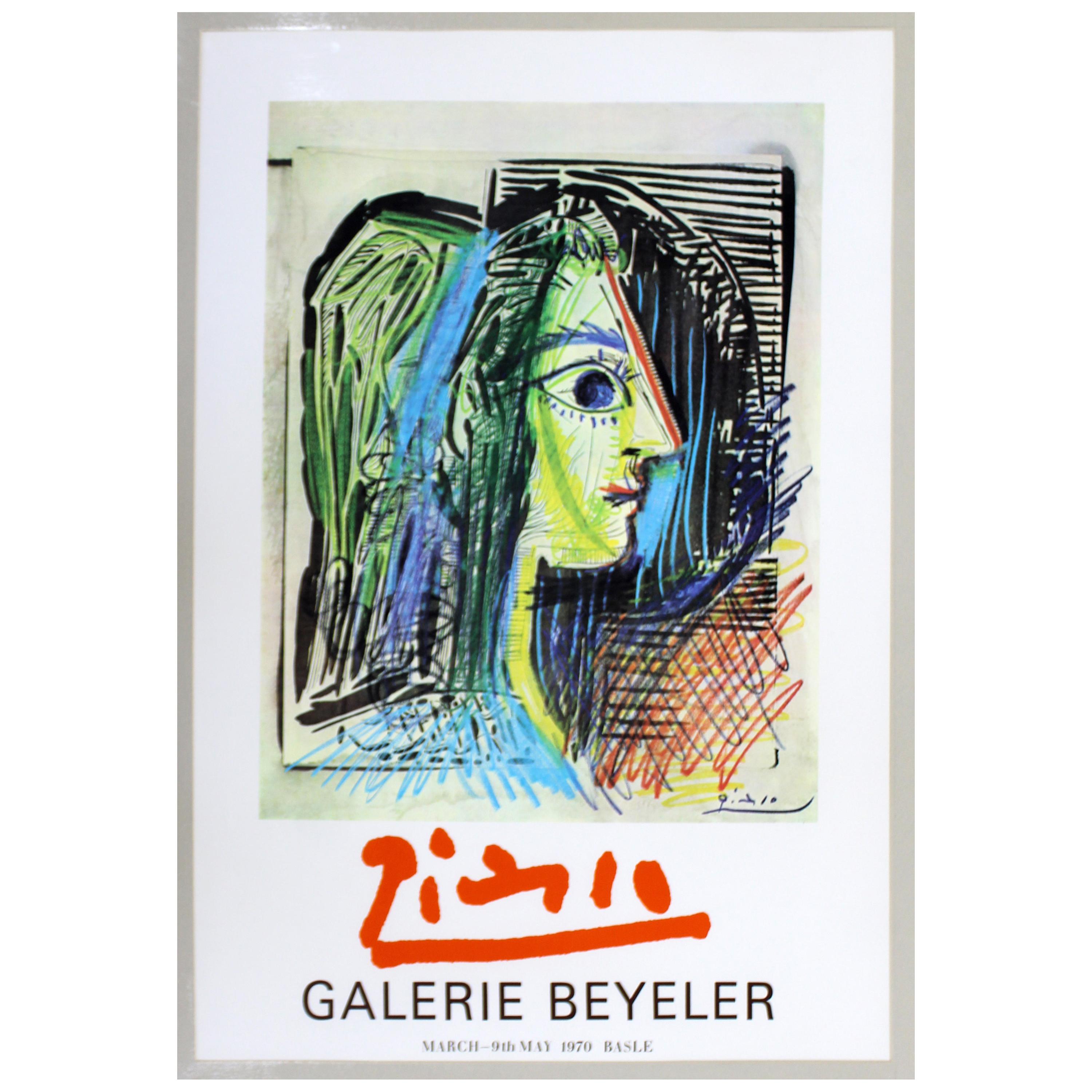 Mid-Century Modern Unframed Pablo Picasso Galerie Beyeler 1970 Poster Paris