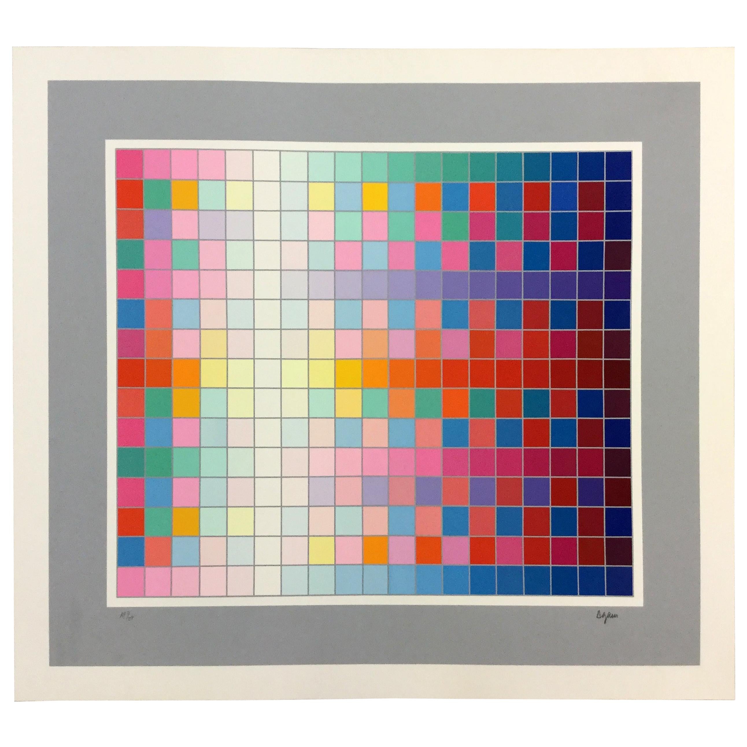 Mid-Century Modern Unframed Square Wave Yaacov Agam Hand Signed Serigraph