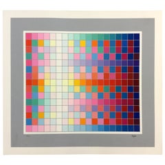 Mid-Century Modern Unframed Square Wave Yaacov Agam Hand Signed Serigraph