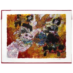 Mid-Century Modern Unframed Theo Tobiasse Blockhead Litho 224/350 H.C Anderson