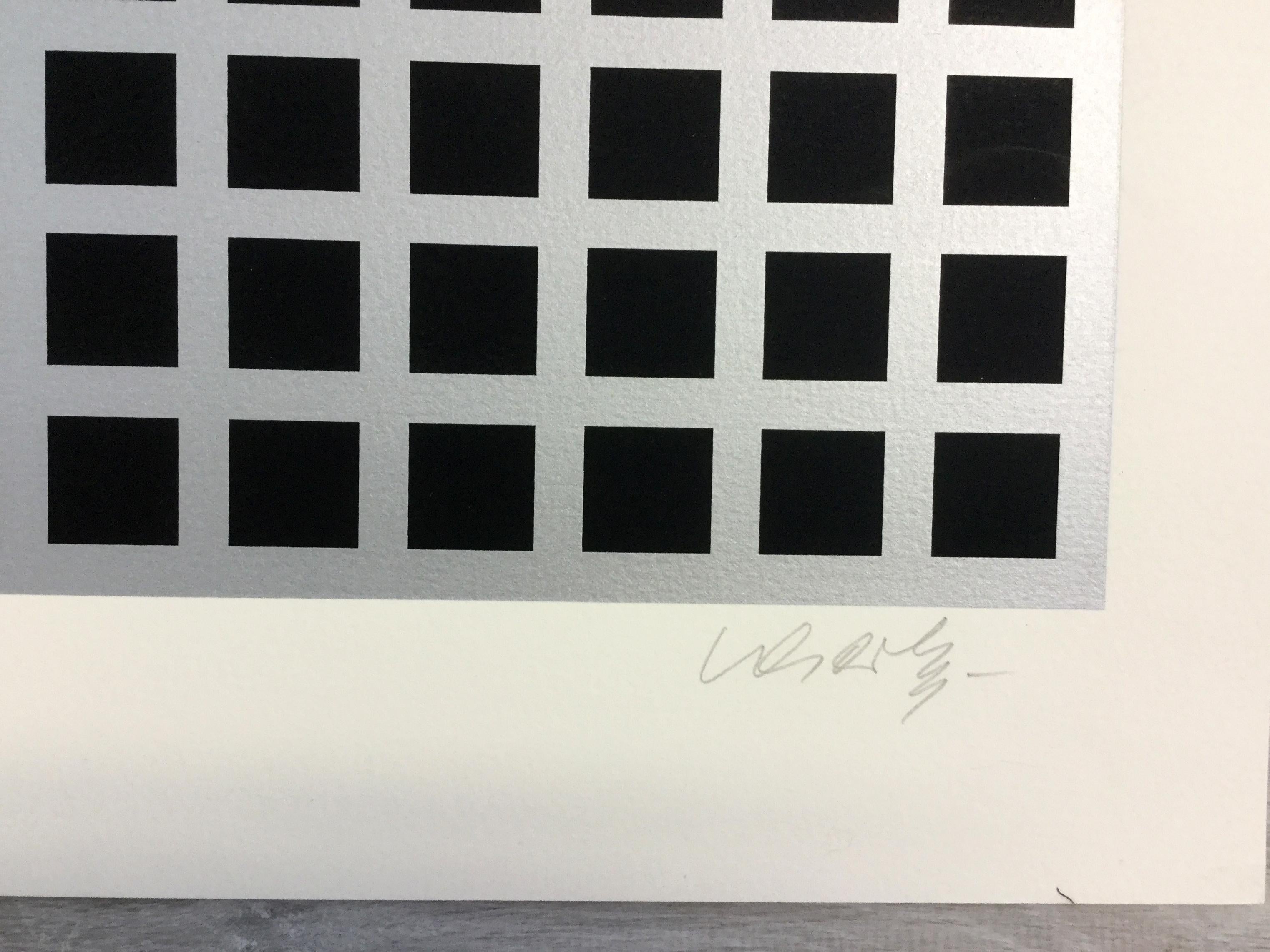 Mid-Century Modern Unframed Zilver Victor Vasarely Hand Signed Serigraph Pop Art In Good Condition For Sale In Keego Harbor, MI