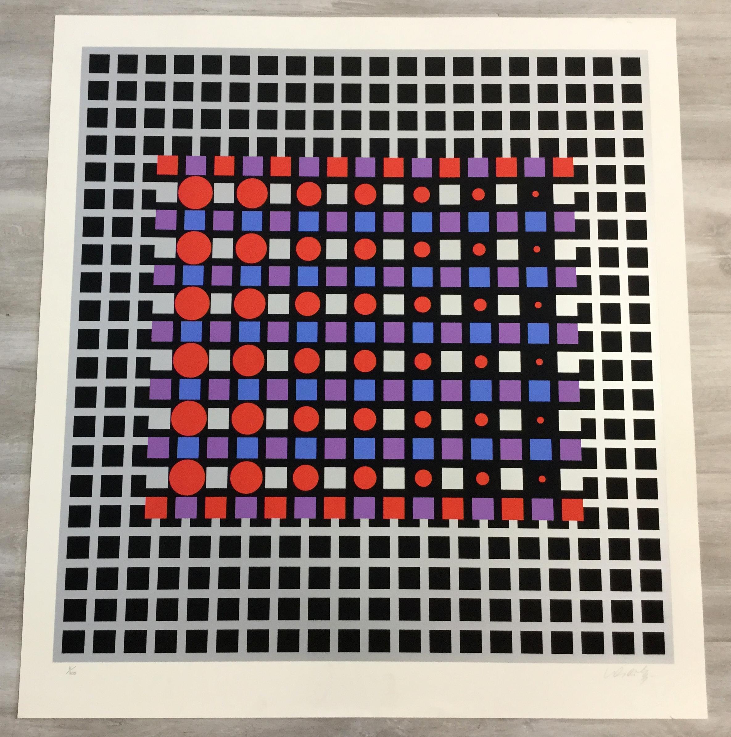 20th Century Mid-Century Modern Unframed Zilver Victor Vasarely Hand Signed Serigraph Pop Art For Sale