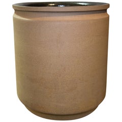 Mid-Century Modern Unglazed, Brown Glazed Interior Earth Gender Stonware Planter