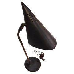 Mid-Century Modern Unique Sculptural Brass & Black Metal Desk Table Lamp