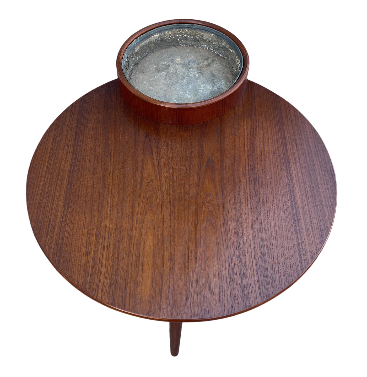 Mid-Century Modern Unique Teak Round Planter Coffee Table IDG, Denmark 1