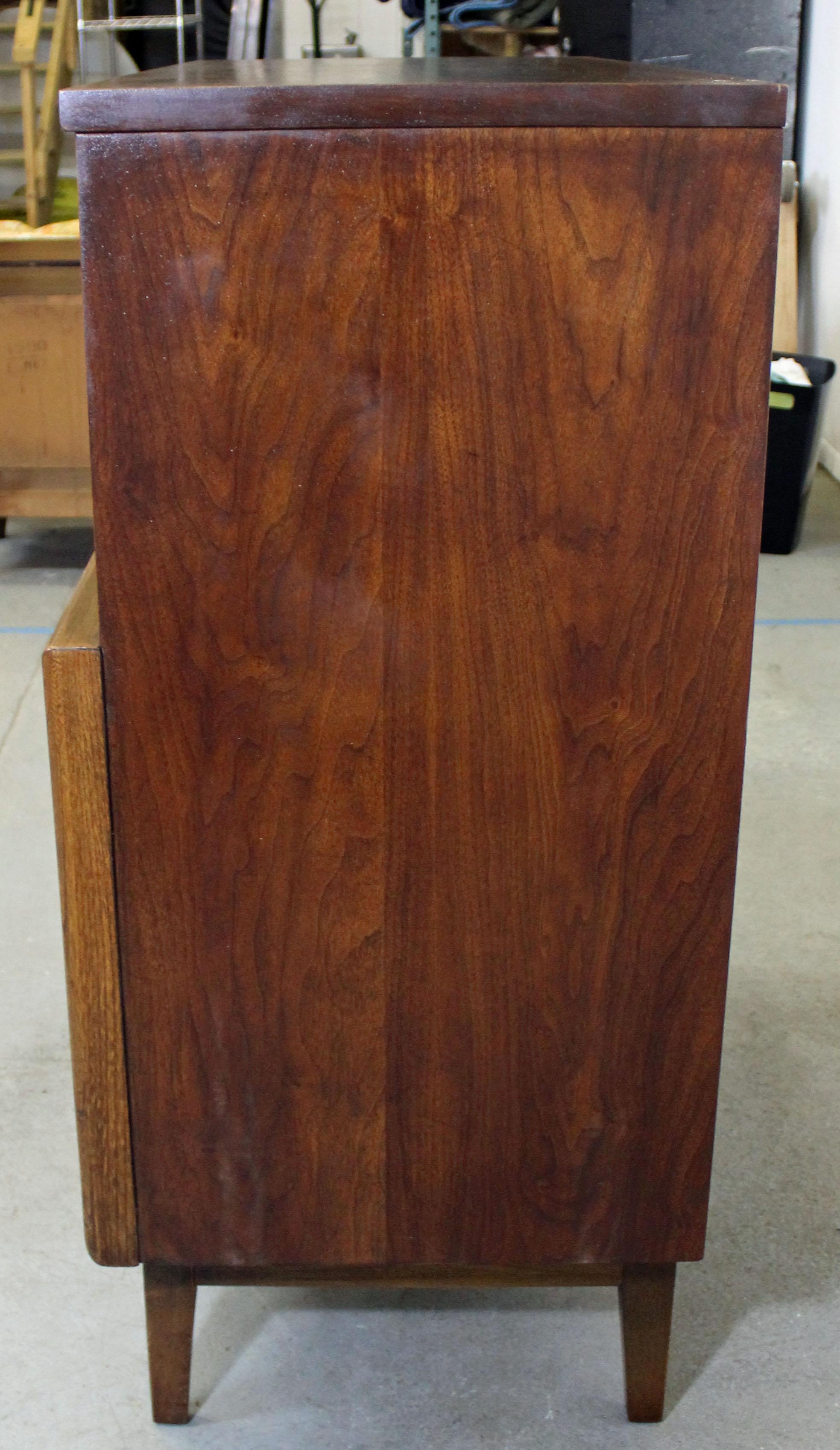 Mid-Century Modern United Diamond Front Walnut Tall Chest Dresser 1