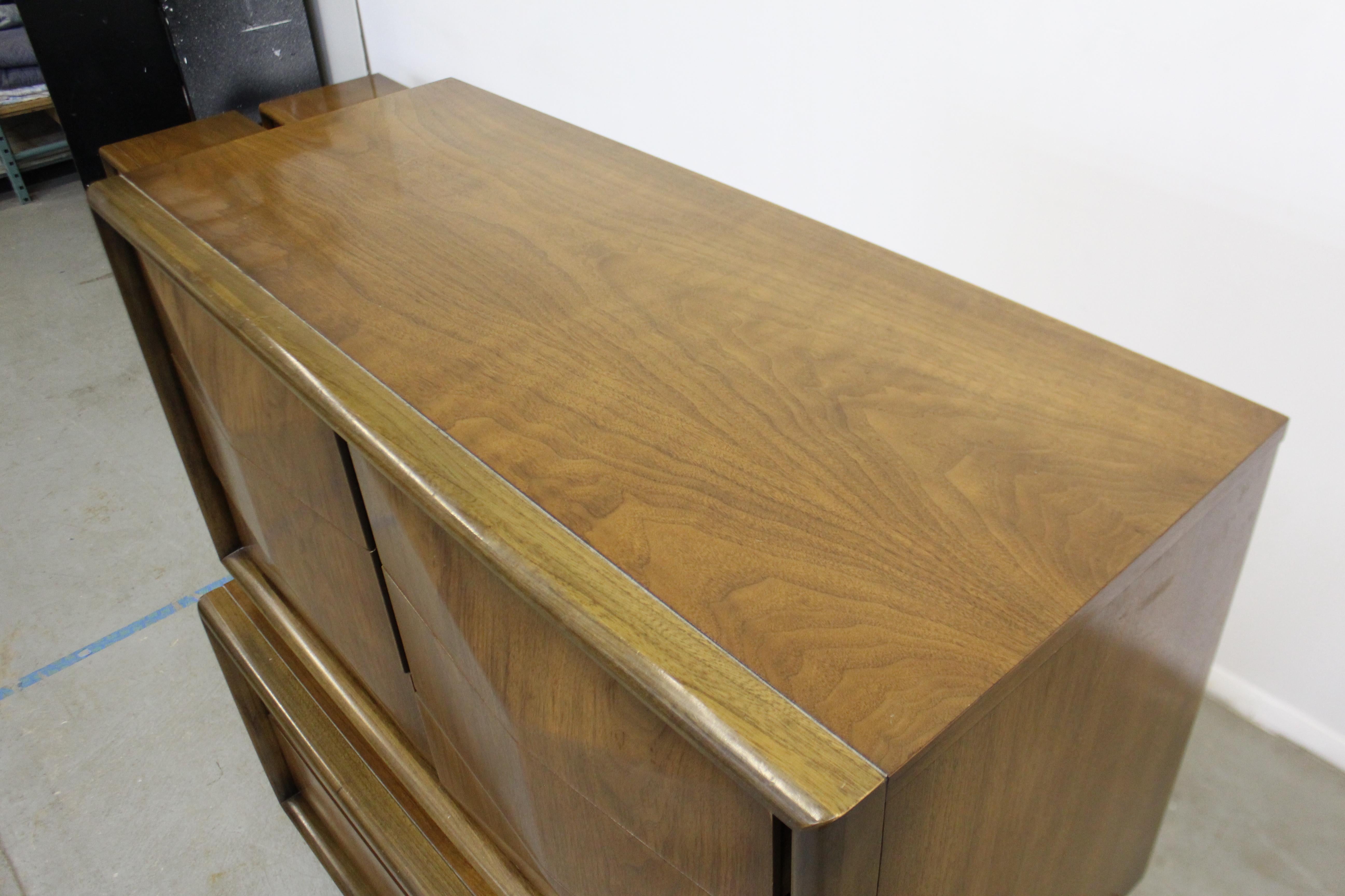 Mid-Century Modern United Diamond Front Walnut Tall Chest of Drawers 2