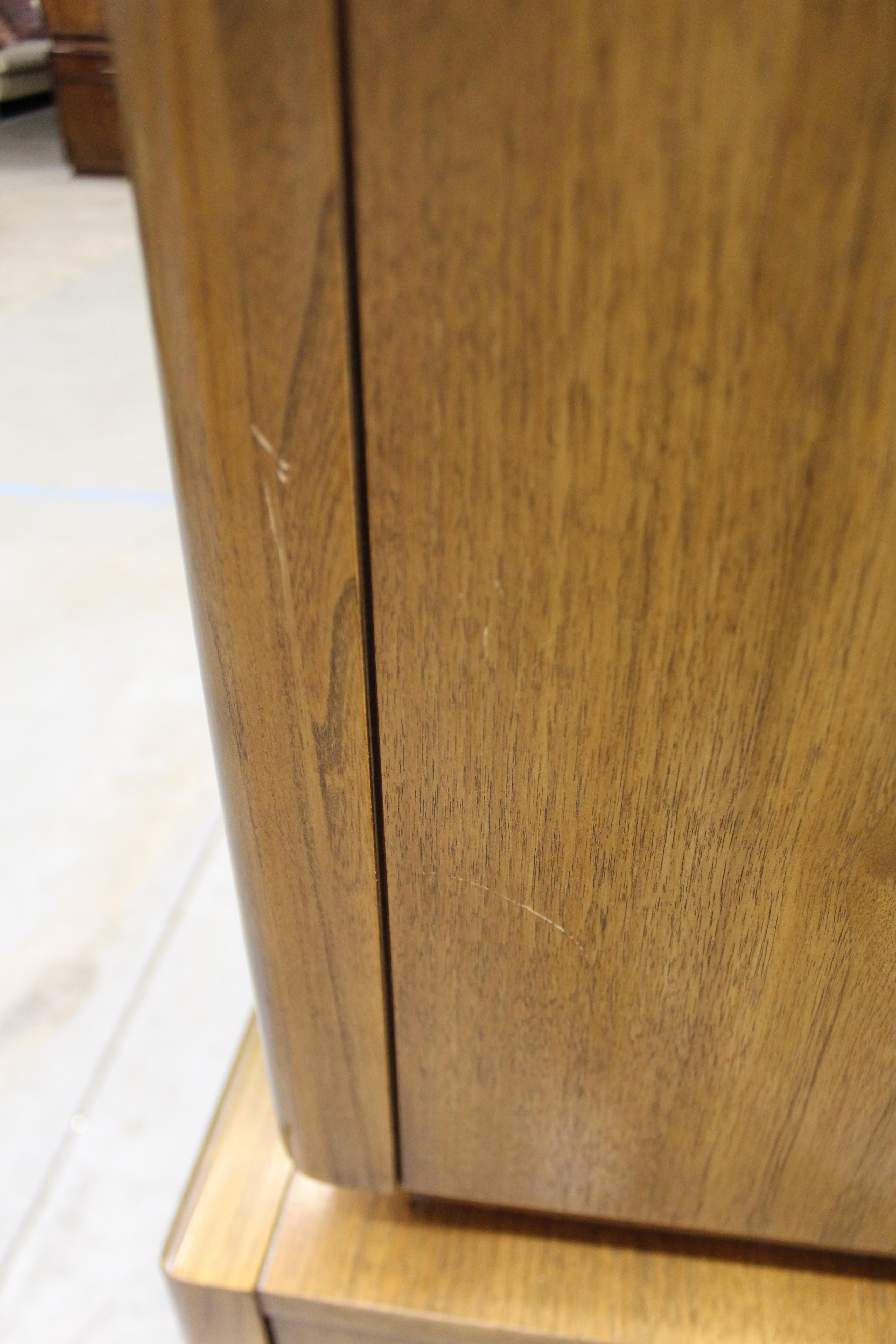 Mid-Century Modern United Diamond Front Walnut Tall Chest of Drawers 4