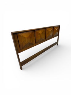 Mid-Century Modern United Diamond King Size Walnut Headboard