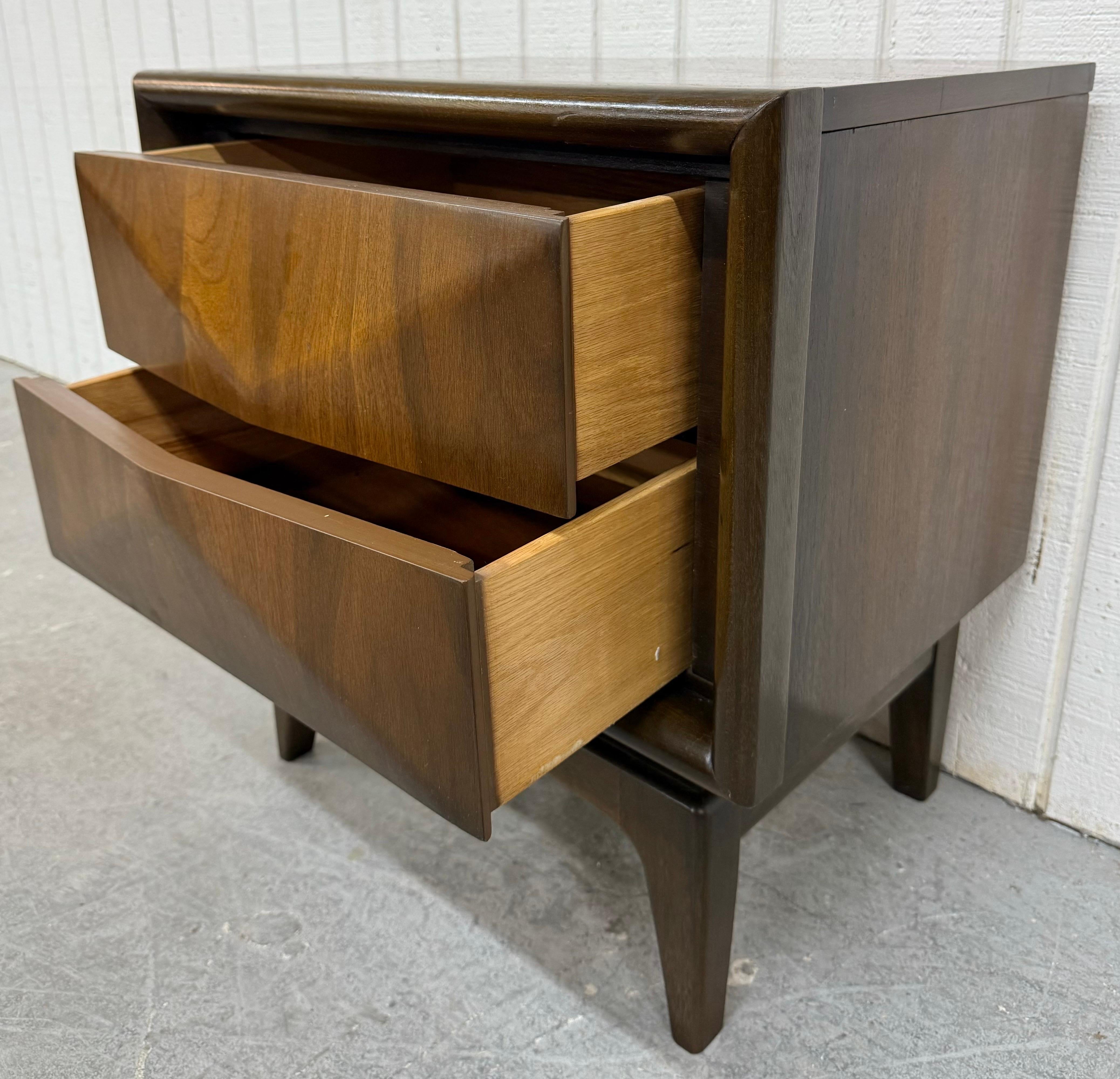 20th Century Mid-Century Modern United Diamond Walnut Nightstand