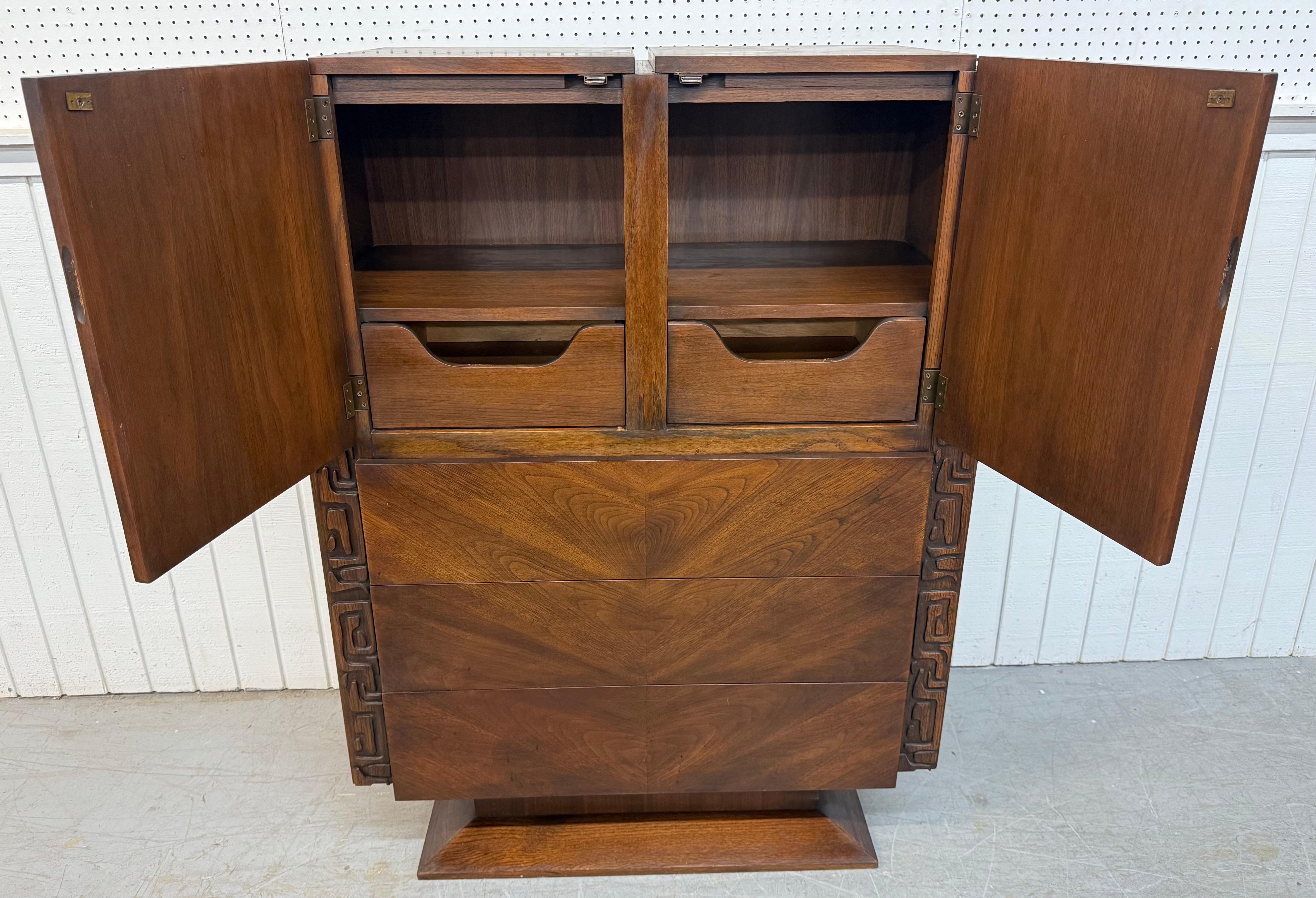 American Mid-Century Modern United Tiki Walnut Bedroom Set - Set of 6