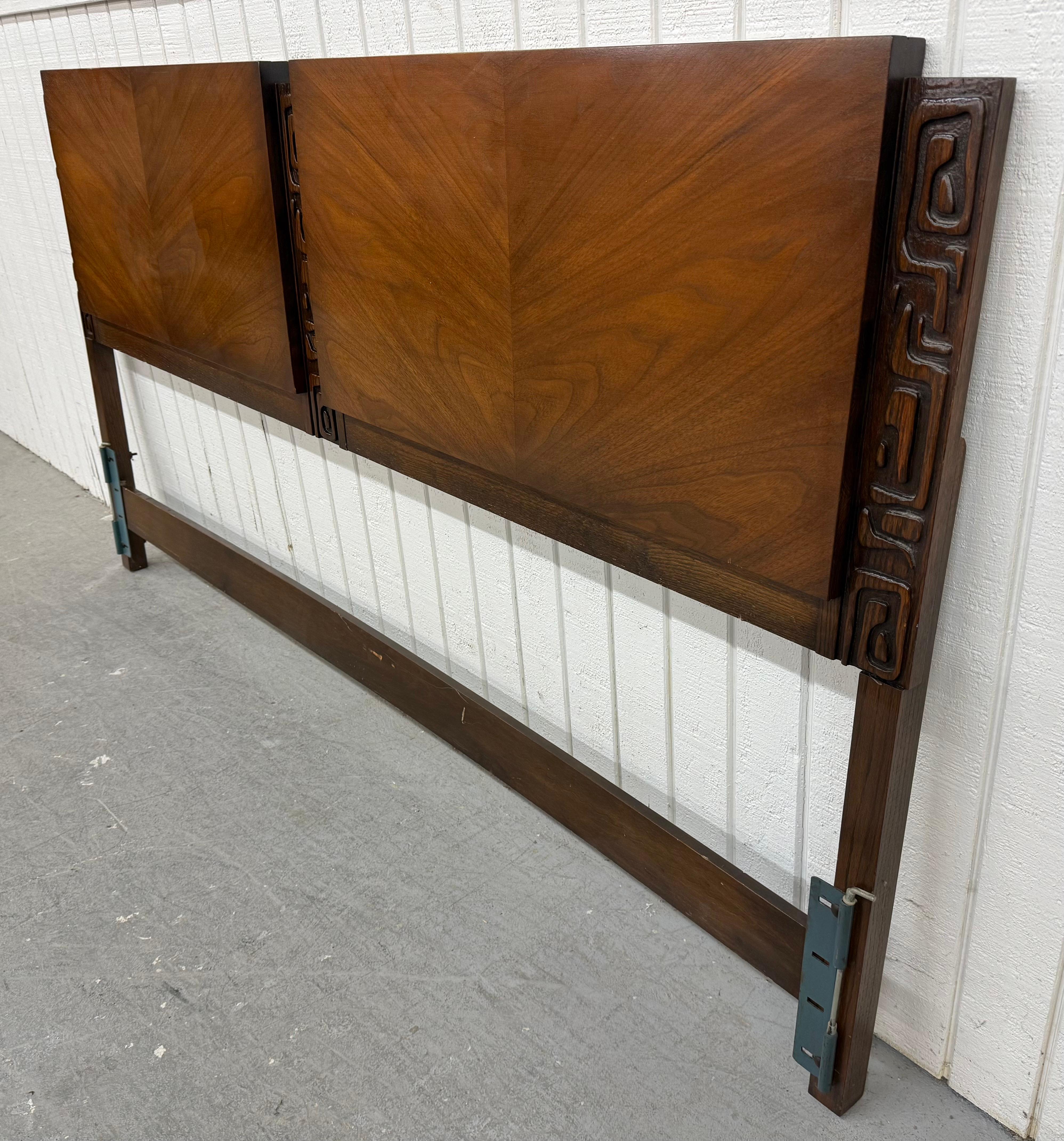 American Mid-Century Modern United Tiki Walnut King Headboard For Sale