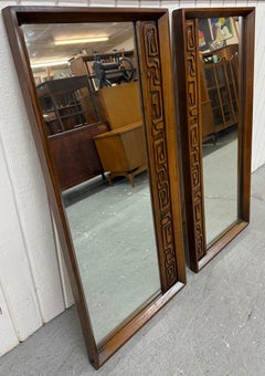 Mid-Century Modern United Tiki Walnut Mirrors - Set of 2