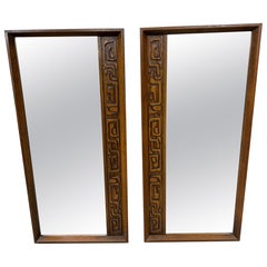 Mid-Century Modern United Tiki Walnut Mirrors - Set of 2