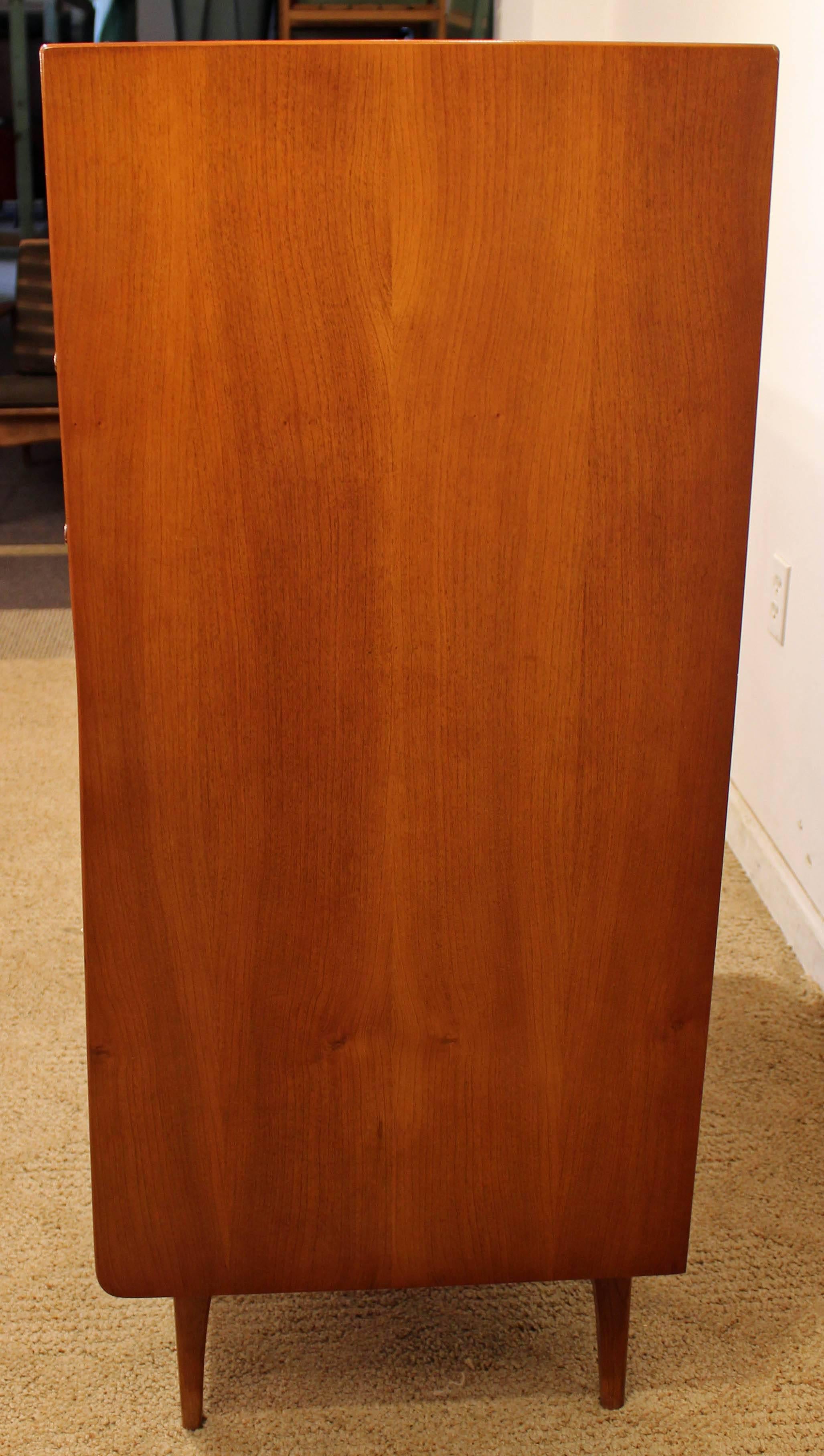 Wood Mid-Century Modern United Walnut Tall Chest Dresser