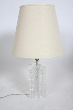 Mid-Century Modern Uno Westerberg for Pukeberg Ice Cube Swedish Glass Table Lamp