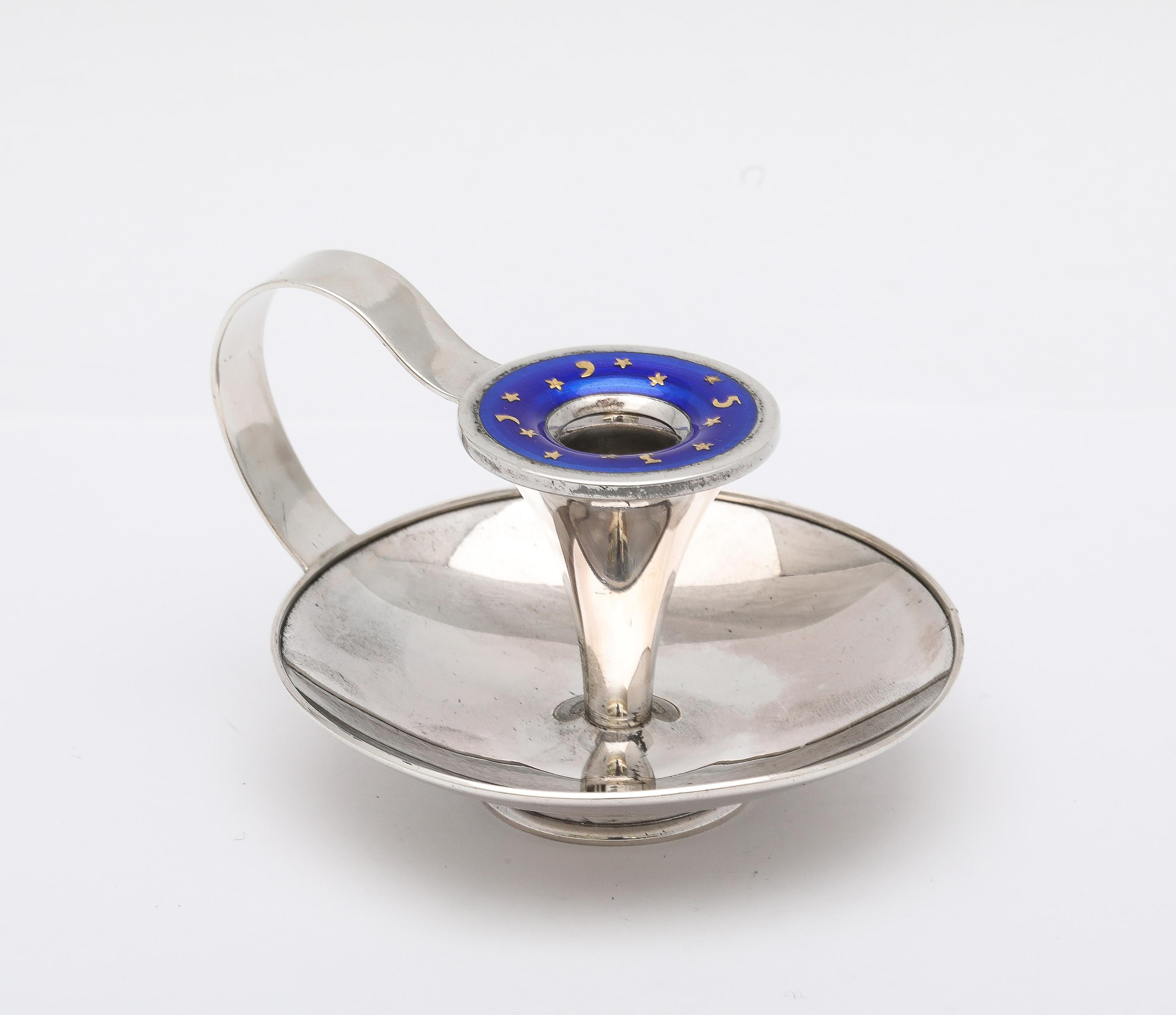 Mid-Century Modern Unusual Sterling Silver and Blue Enamel Chanberstick-Dragsted For Sale 5