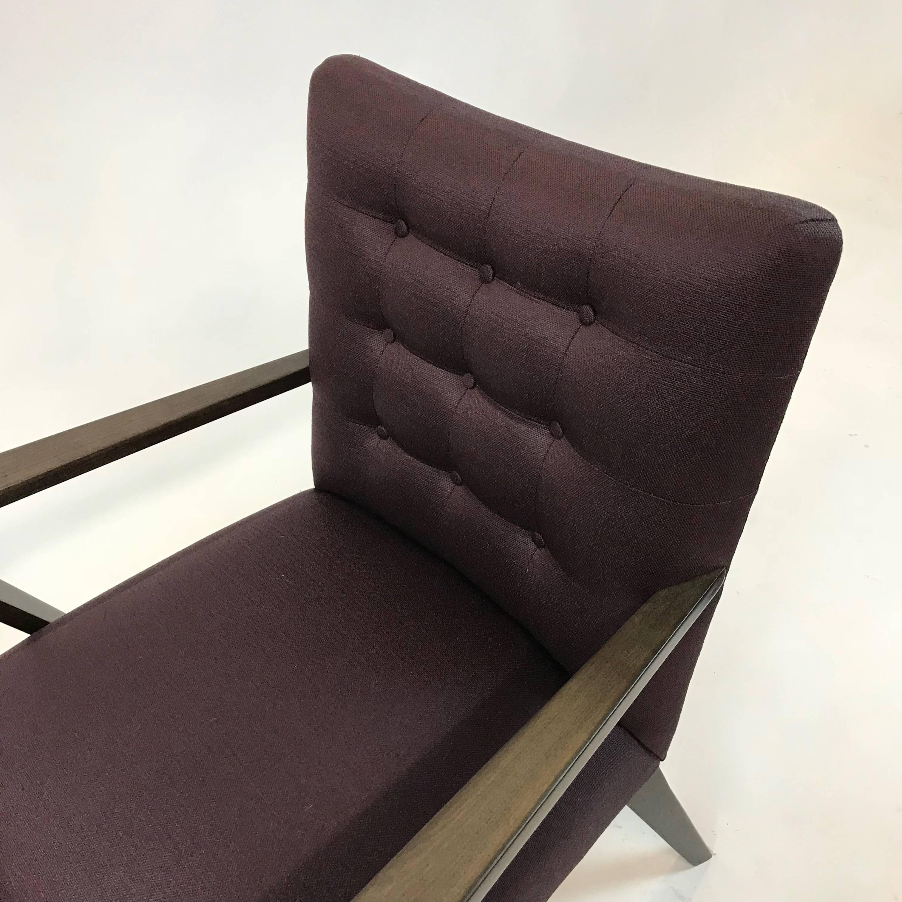 Fabric Mid-Century Modern Upholstered Armchair For Sale