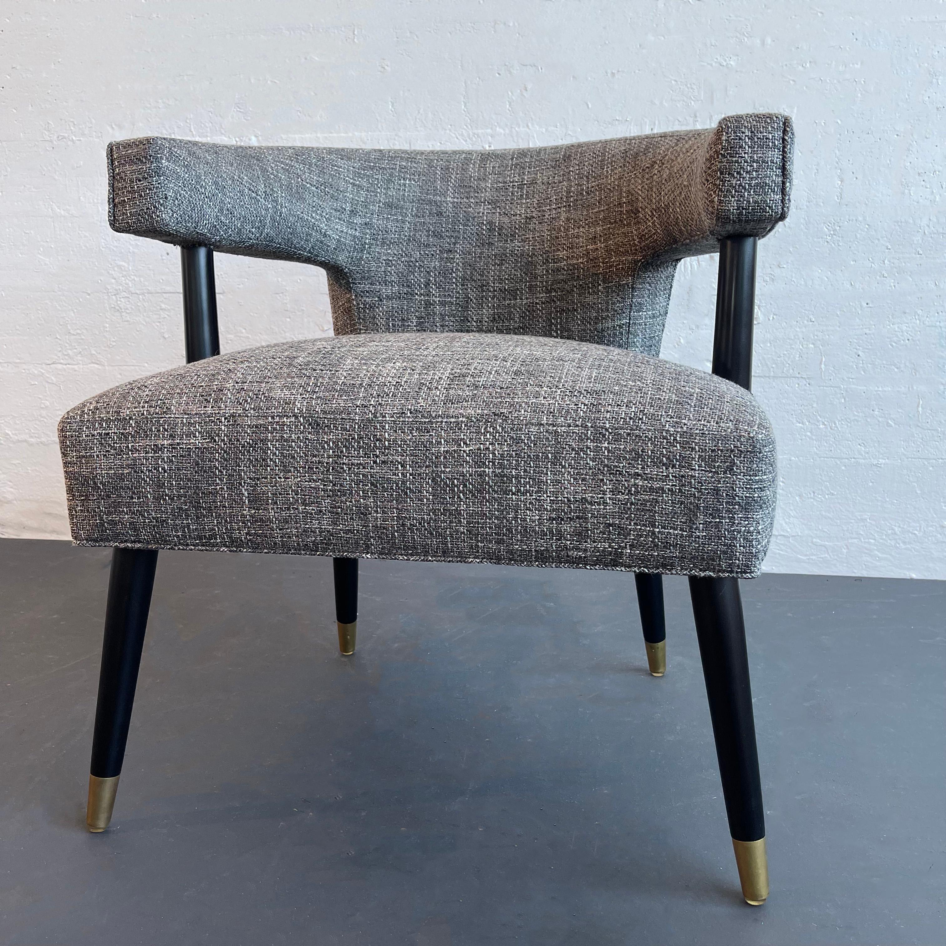 Sedia d'accompagnamento con schienale a botte imbottito in stile Mid-Century Modern in vendita 1