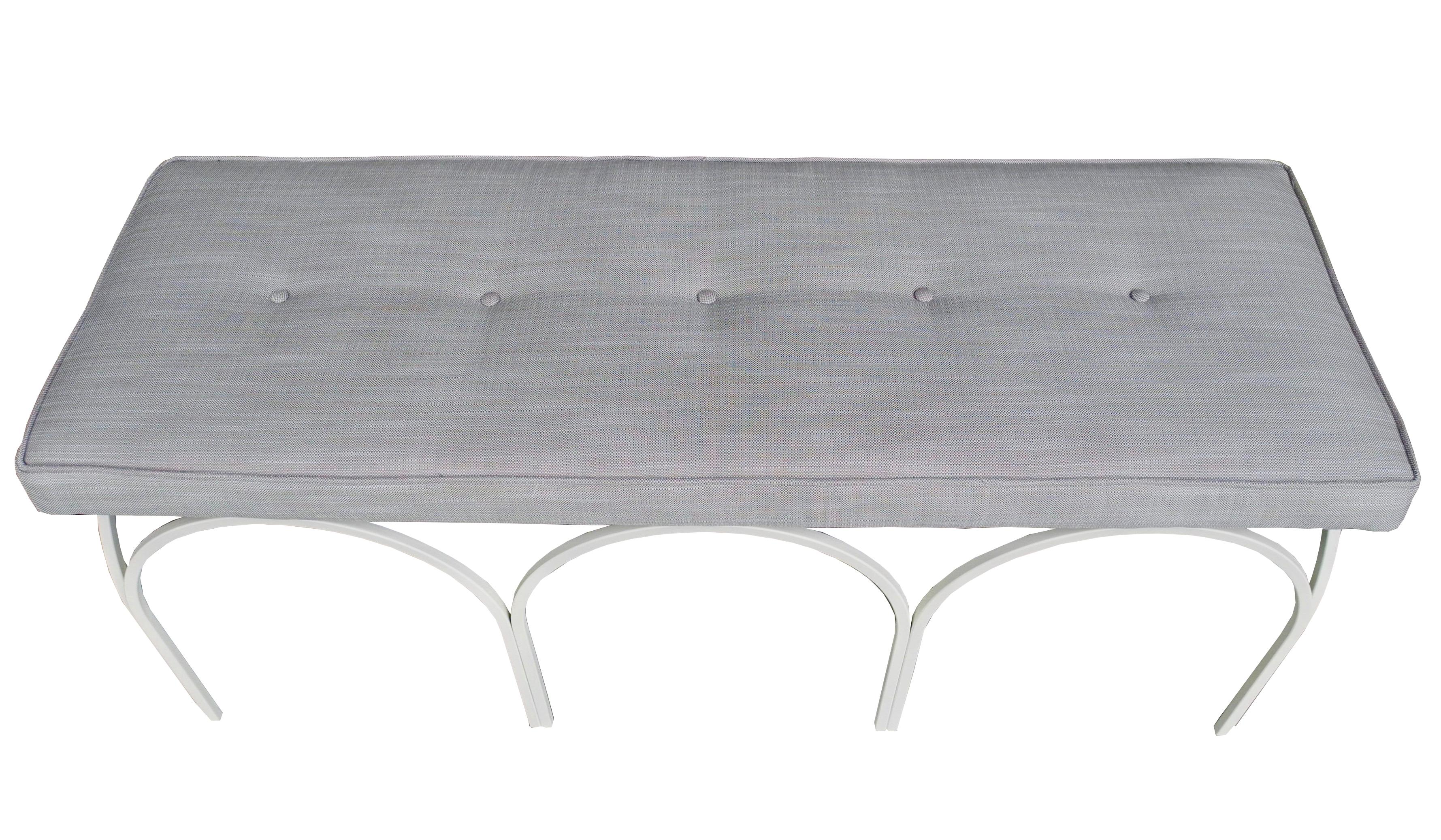 Metal Mid-Century Modern Upholstered Bench by Industrial Artist Frederick Weinberg For Sale