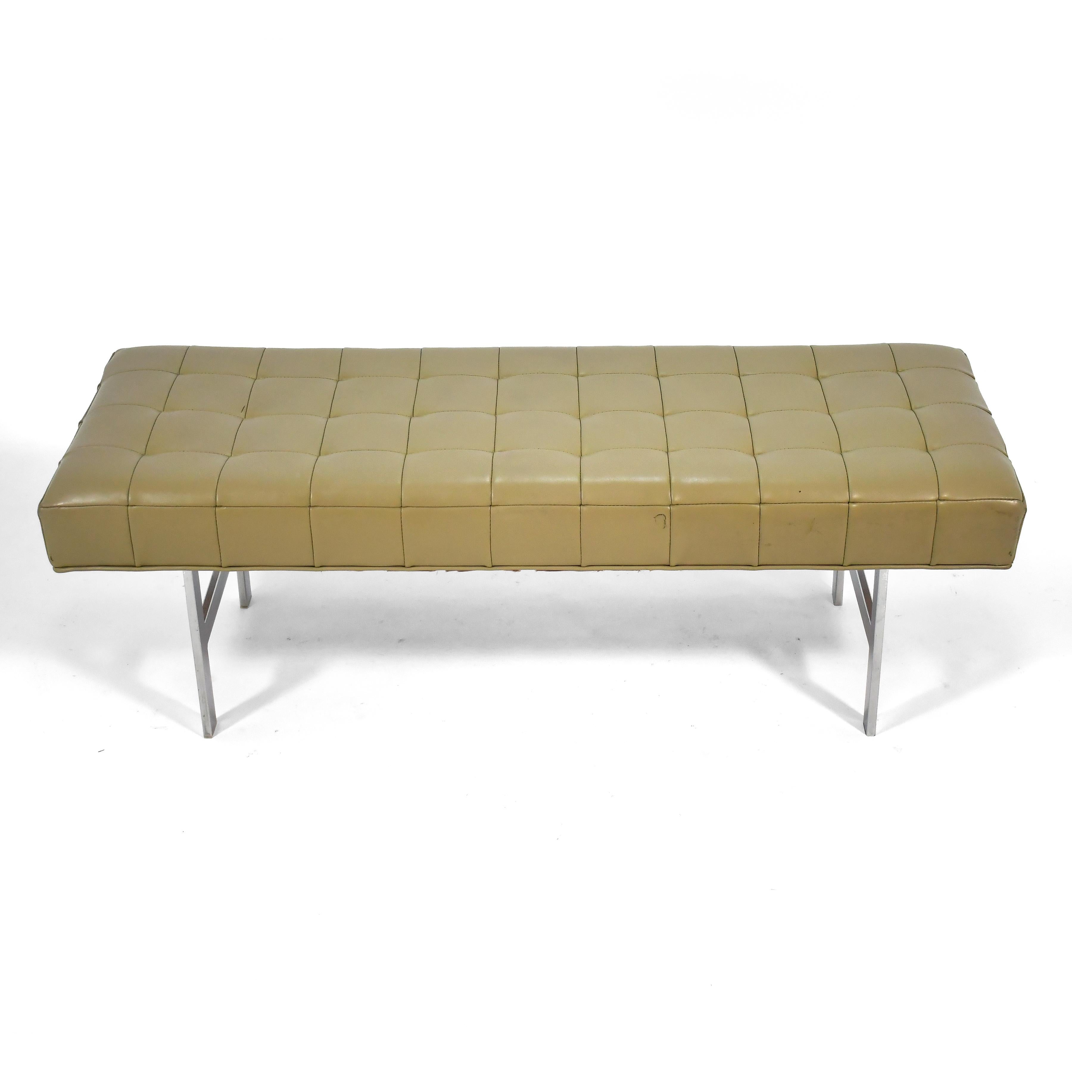Steel Mid-Century Modern Upholstered Bench For Sale
