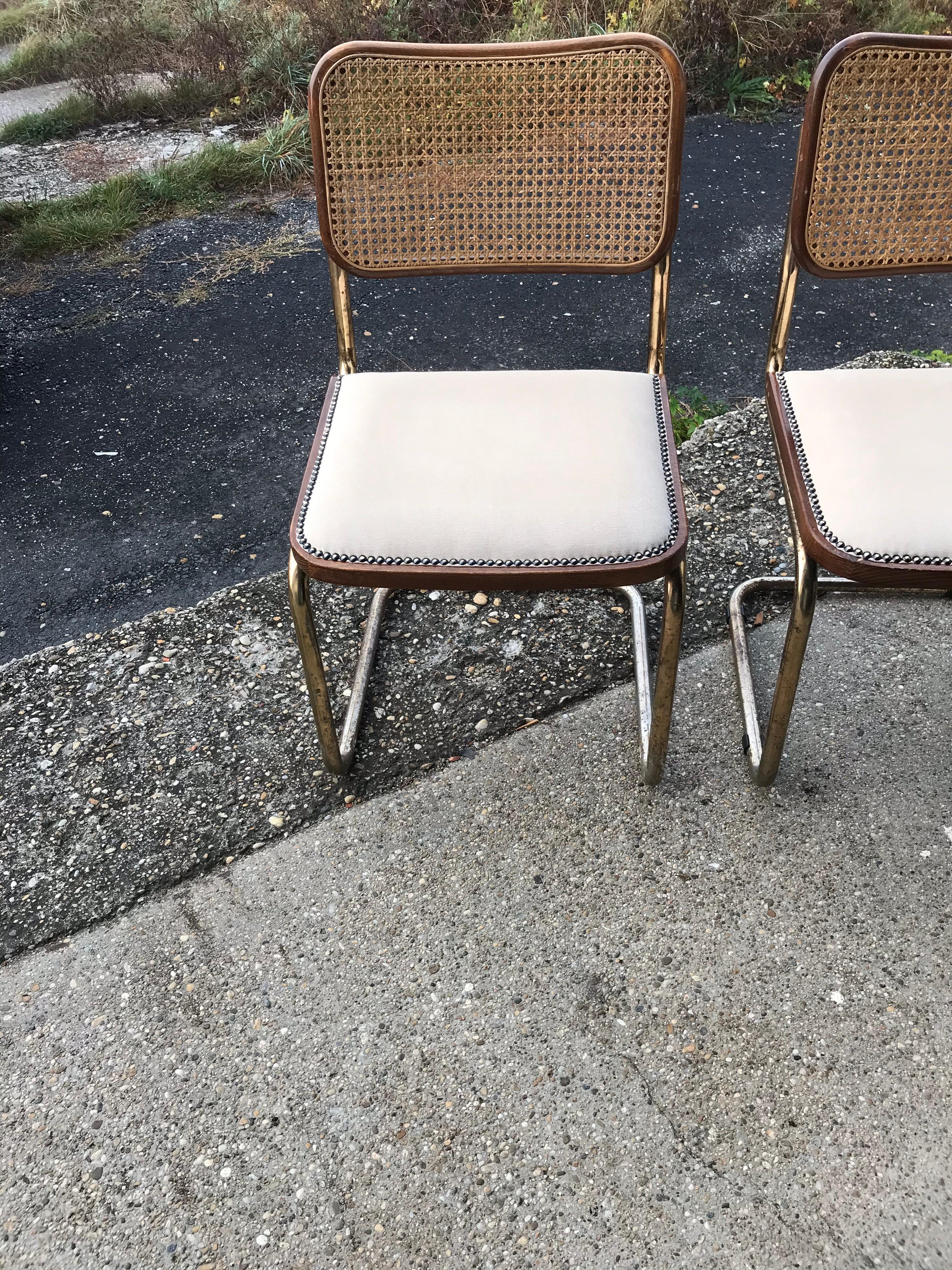 Italian Mid-Century Modern Upholstered Cesca Chair of Marcel Breuer Italy 1970, Set of 2 For Sale