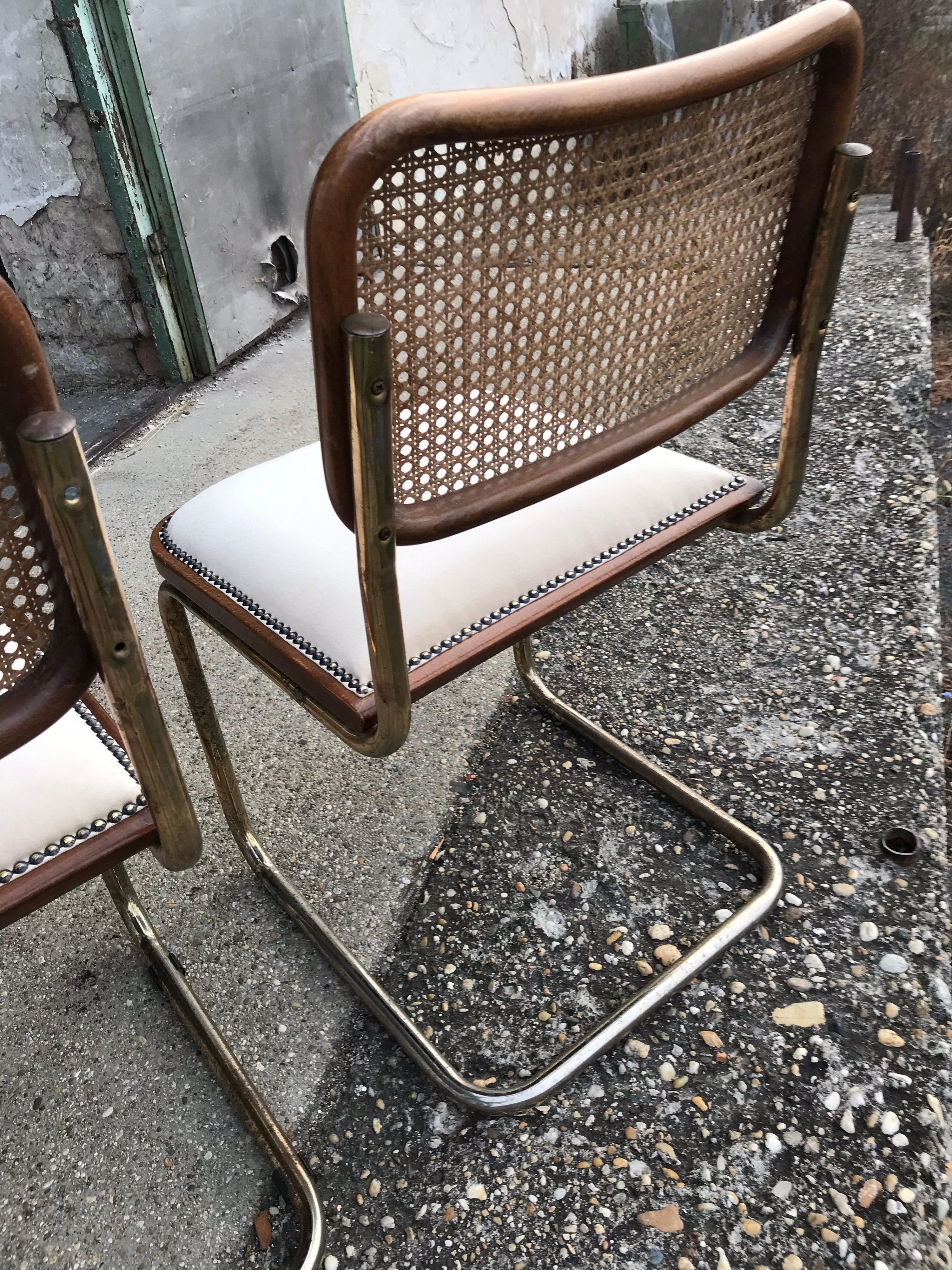 Steel Mid-Century Modern Upholstered Cesca Chair of Marcel Breuer Italy 1970, Set of 2 For Sale