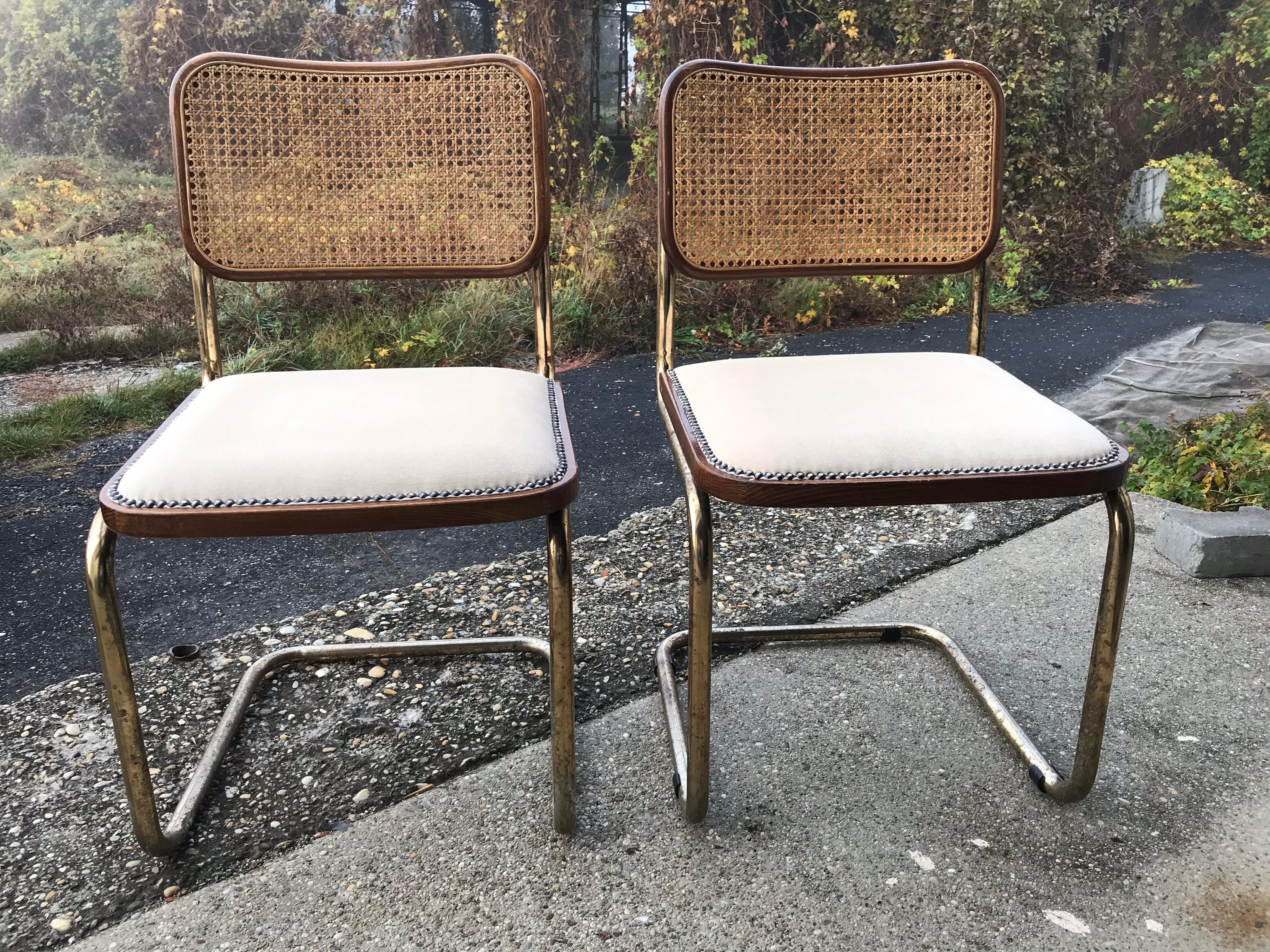 Mid-Century Modern Upholstered Cesca Chair of Marcel Breuer Italy 1970, Set of 2 For Sale 2