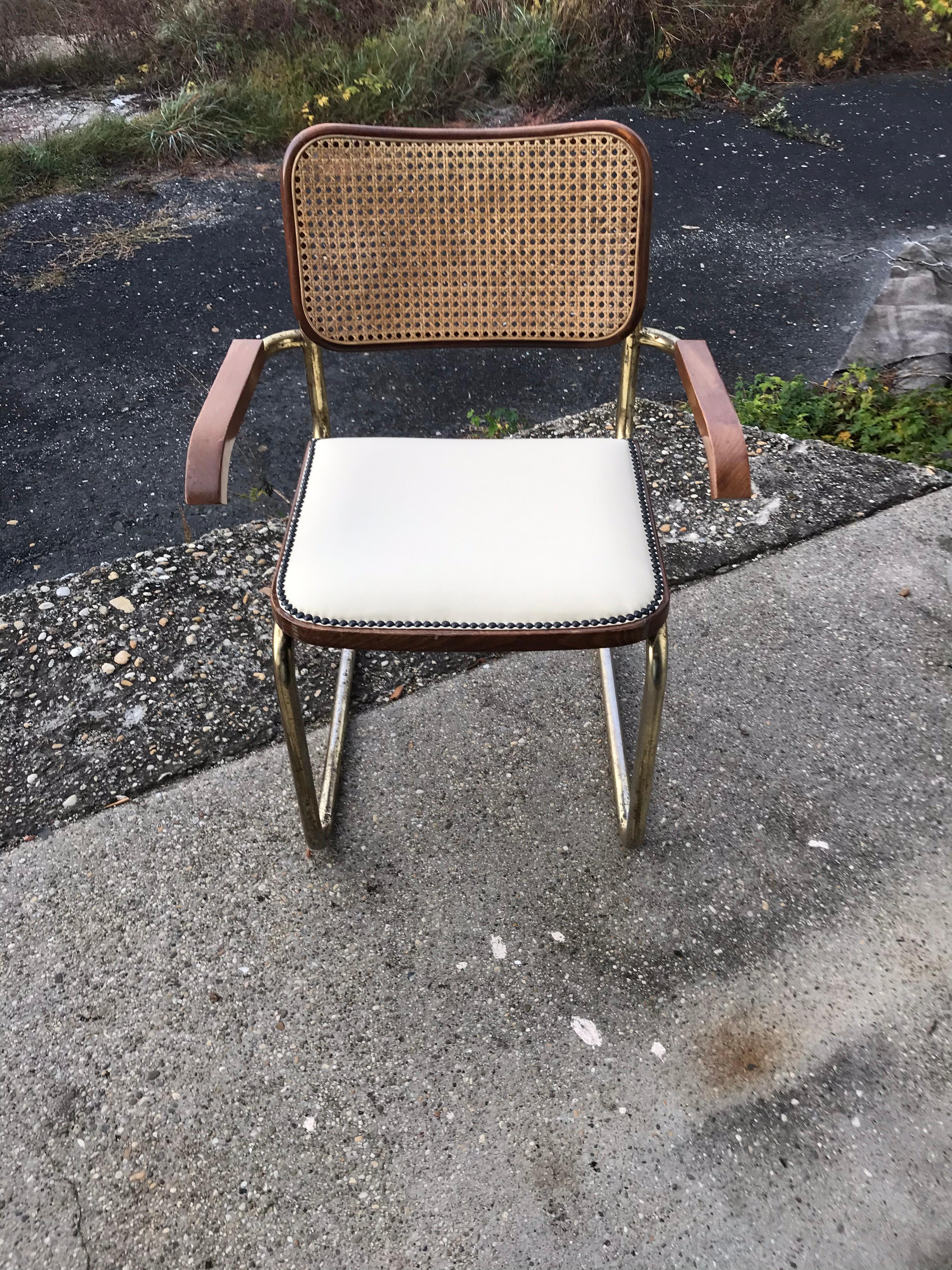 Stained Mid-Century Modern Upholstered Cesca Chair of Marcel Breuer, Italy, 1970 For Sale