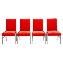 Vintage Mid-Century Modern Upholstered Chrome Chairs, 4